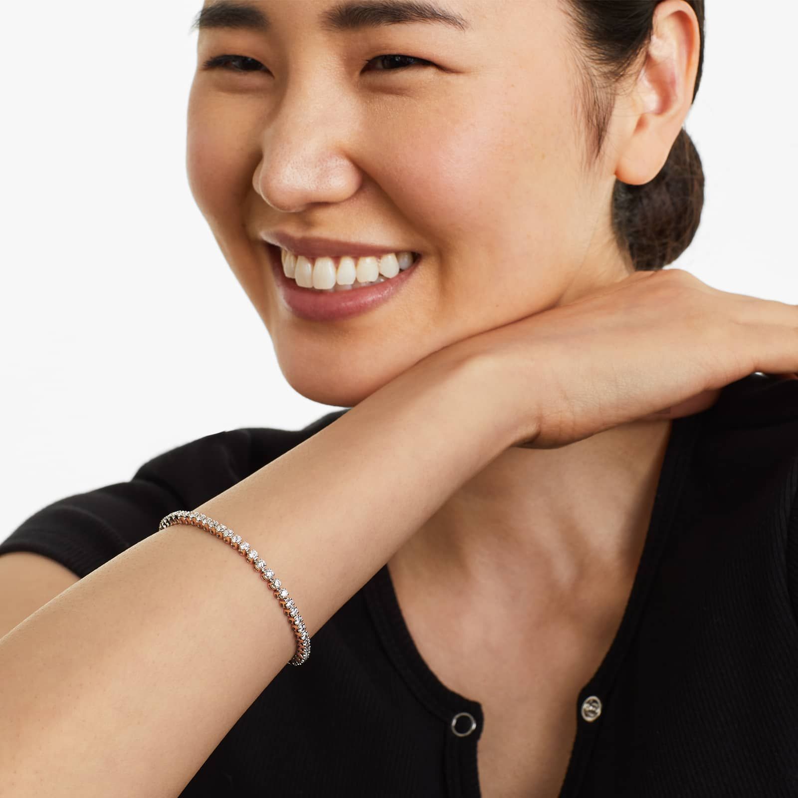 Round Lab grown Diamond Four Prong Tennis Bracelet, EF Color, VS Clarity, IGI Certified