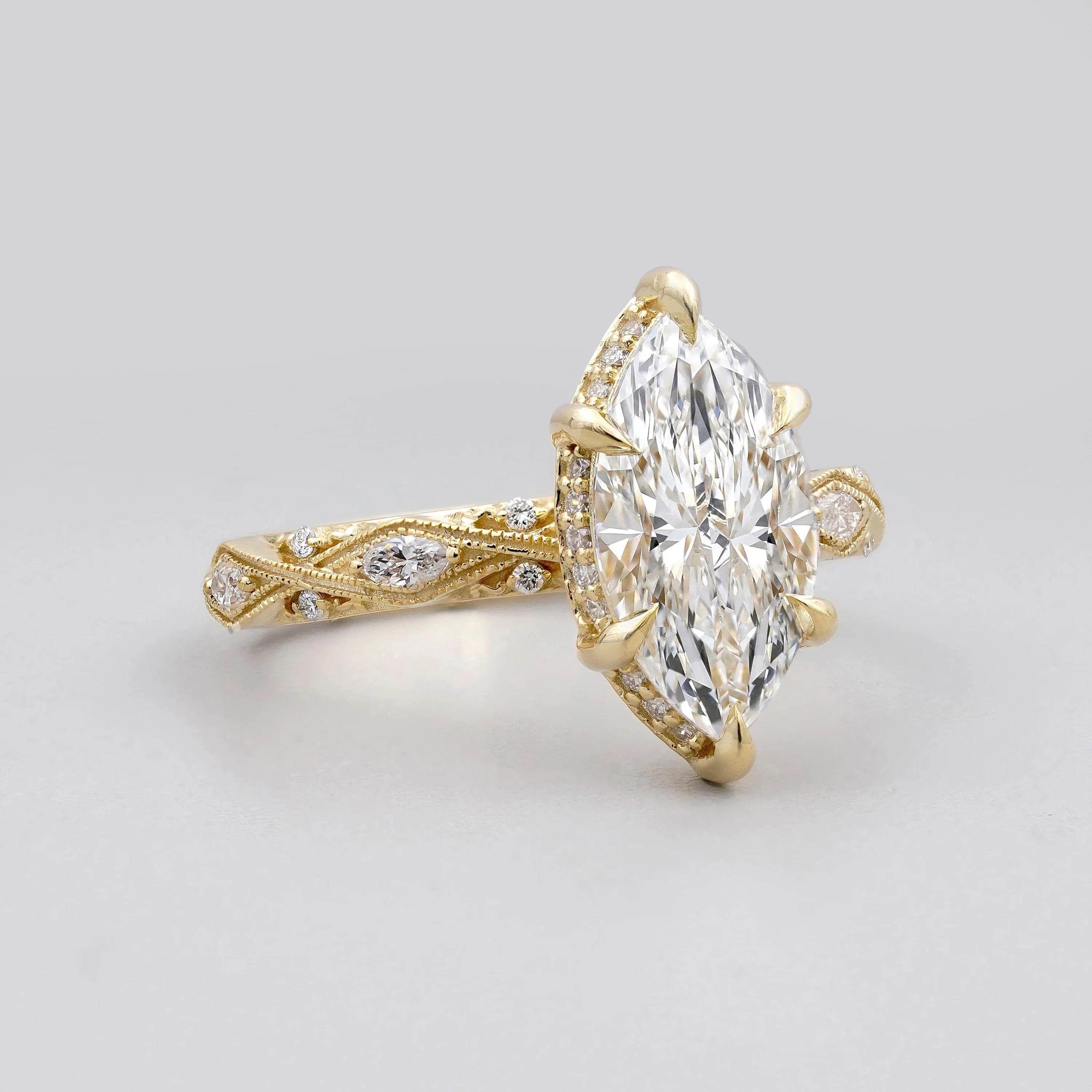 2.30TCW Marquise Cut Vintage Hidden Halo Diamond Engagement Ring