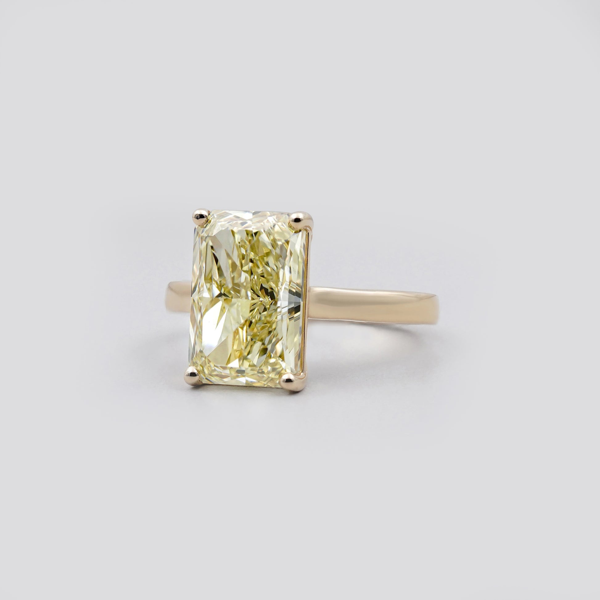 4.50ct Fancy Yellow Radiant Lab Grown Diamond Solitaire Engagement Ring | IGI Certified | Solid Gold Ring