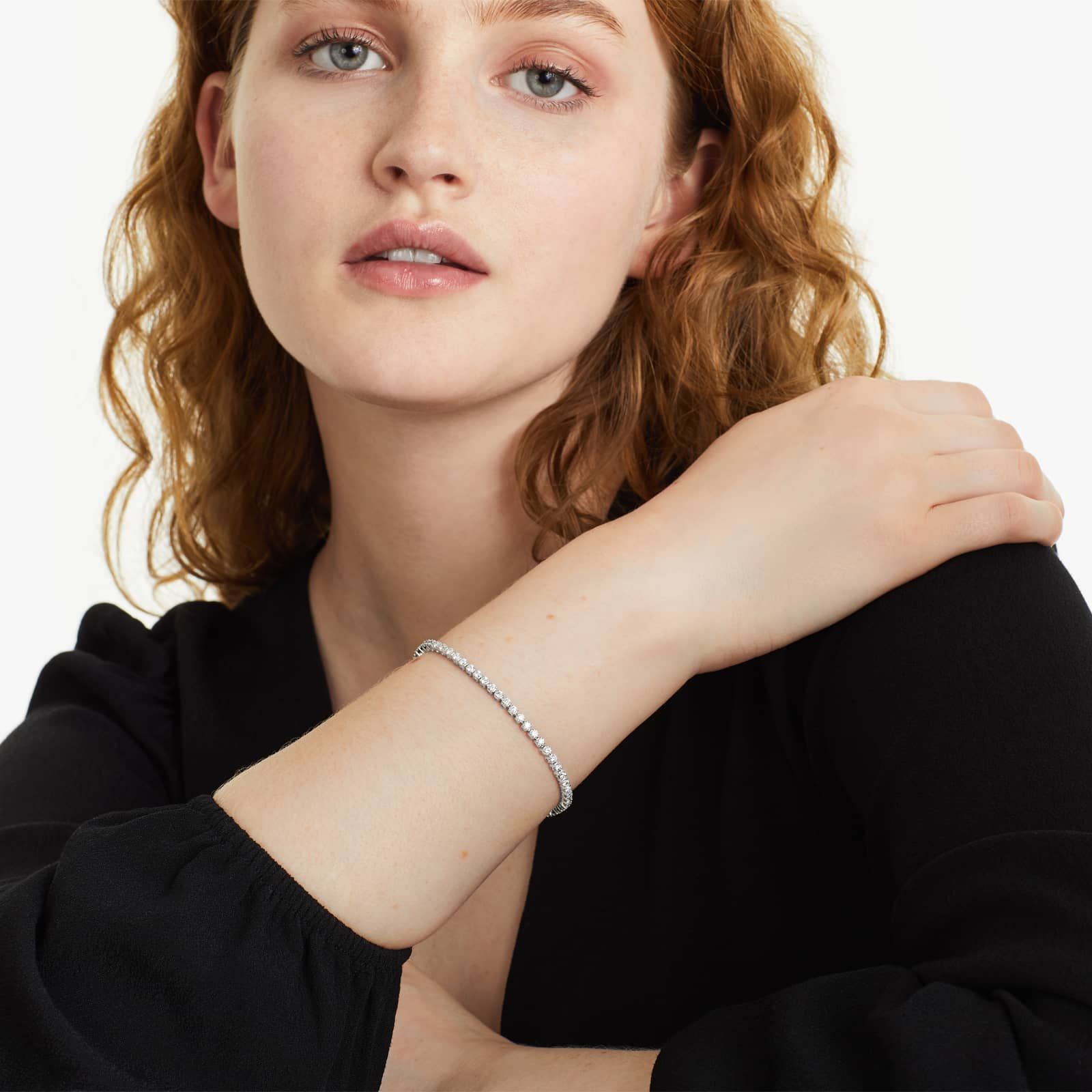 Round Lab grown Diamond Four Prong Tennis Bracelet, EF Color, VS Clarity, IGI Certified