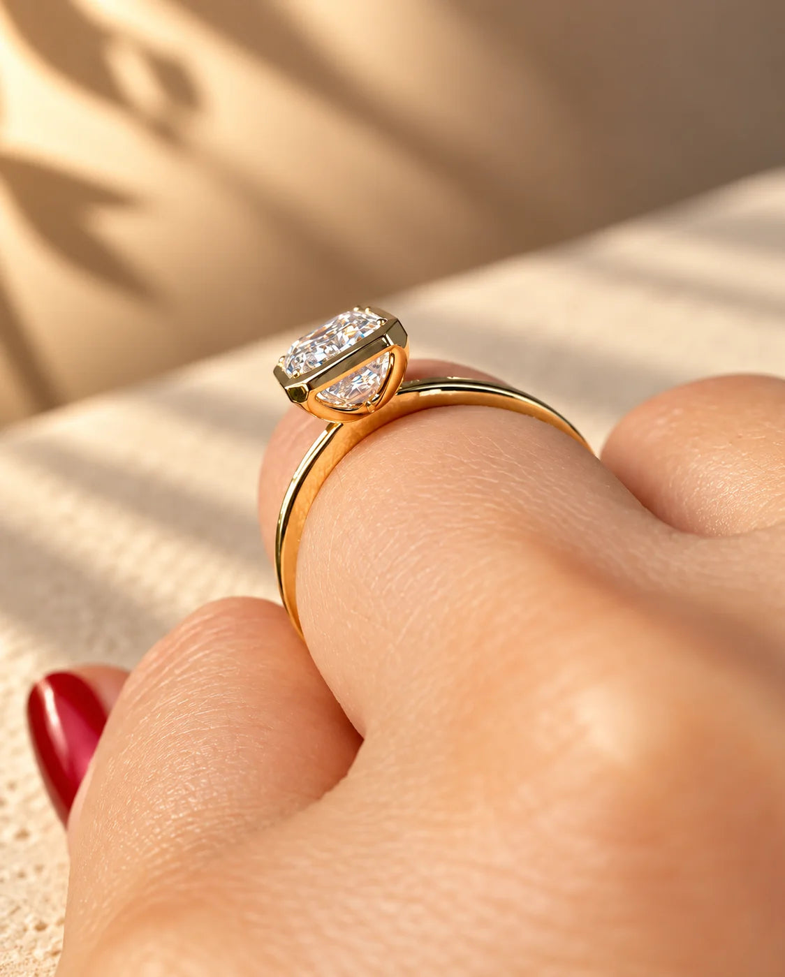 Common :: Emerald and Baguette Lab Grown Diamond Channel Set Engagement Ring