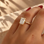 Common :: 2ct Emerald Cut lab grown diamond engagement ring with Hidden Halo
