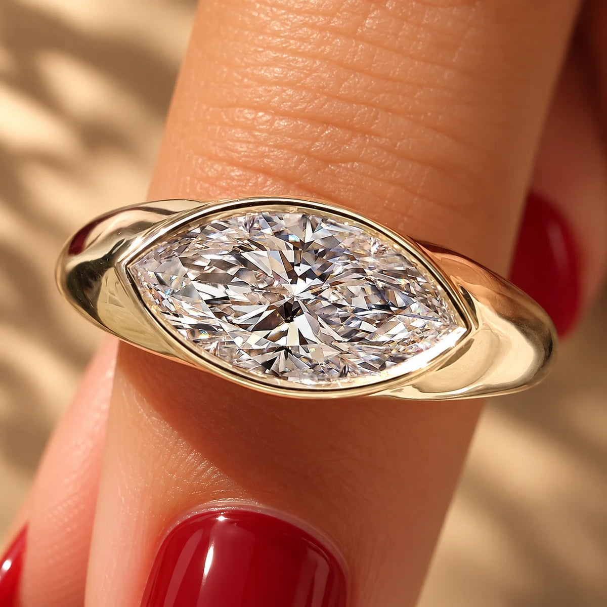Common :: Unii Jewels 2CT Marquise East West Bezel Lab Grown Diamond Engagement Ring