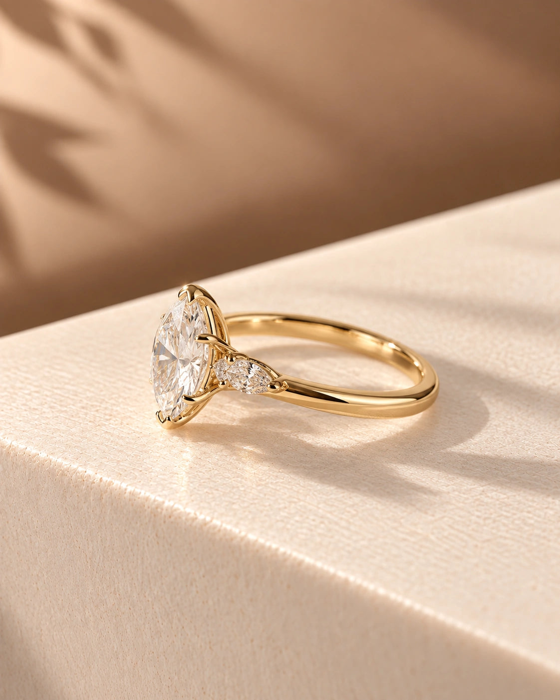 Common :: 2ct Oval lab grown diamond engagement ring with Pear side diamonds