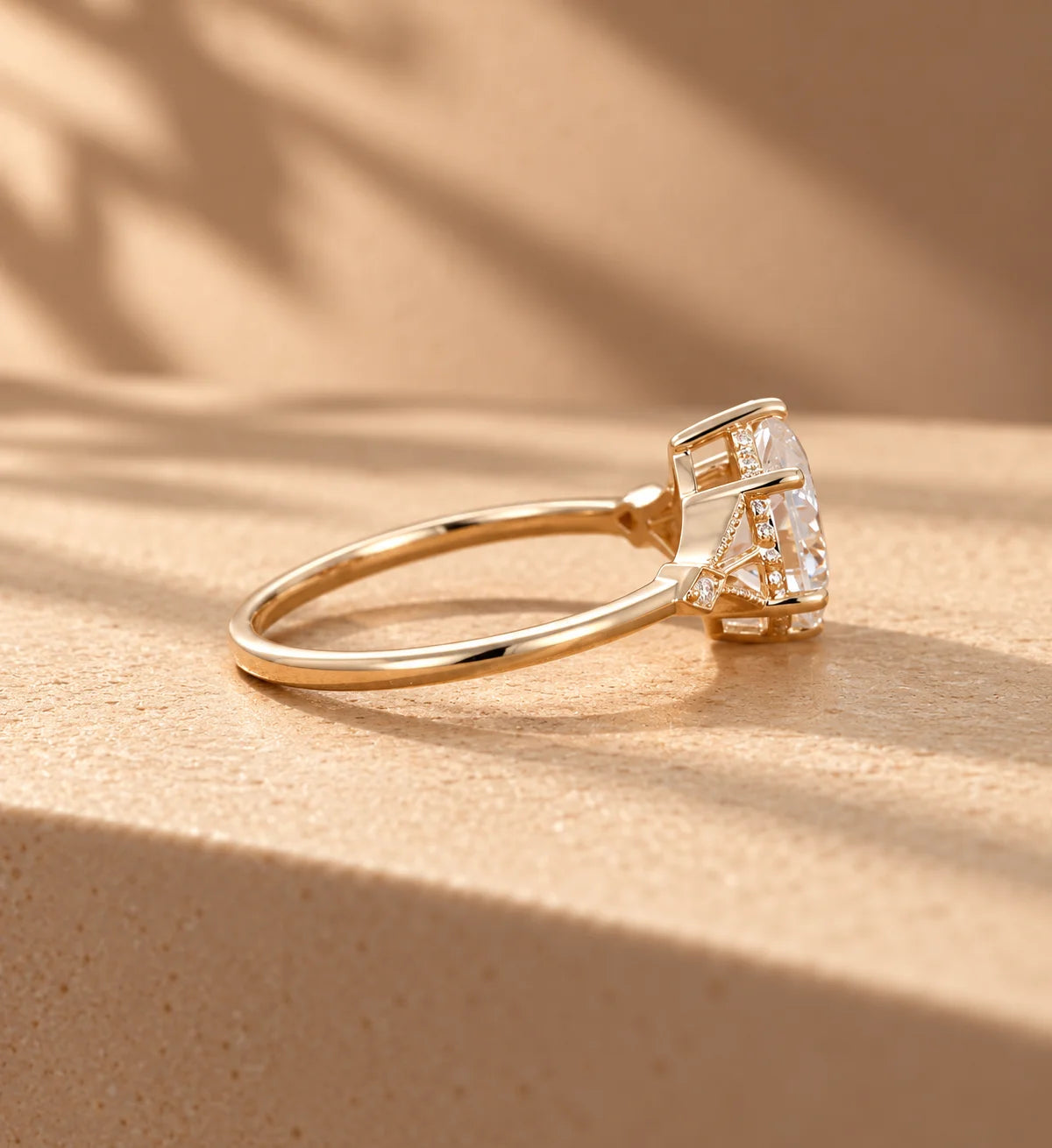 Common :: 2CT Pear center with 0.20TCW Round Lab Grown Diamond side stones