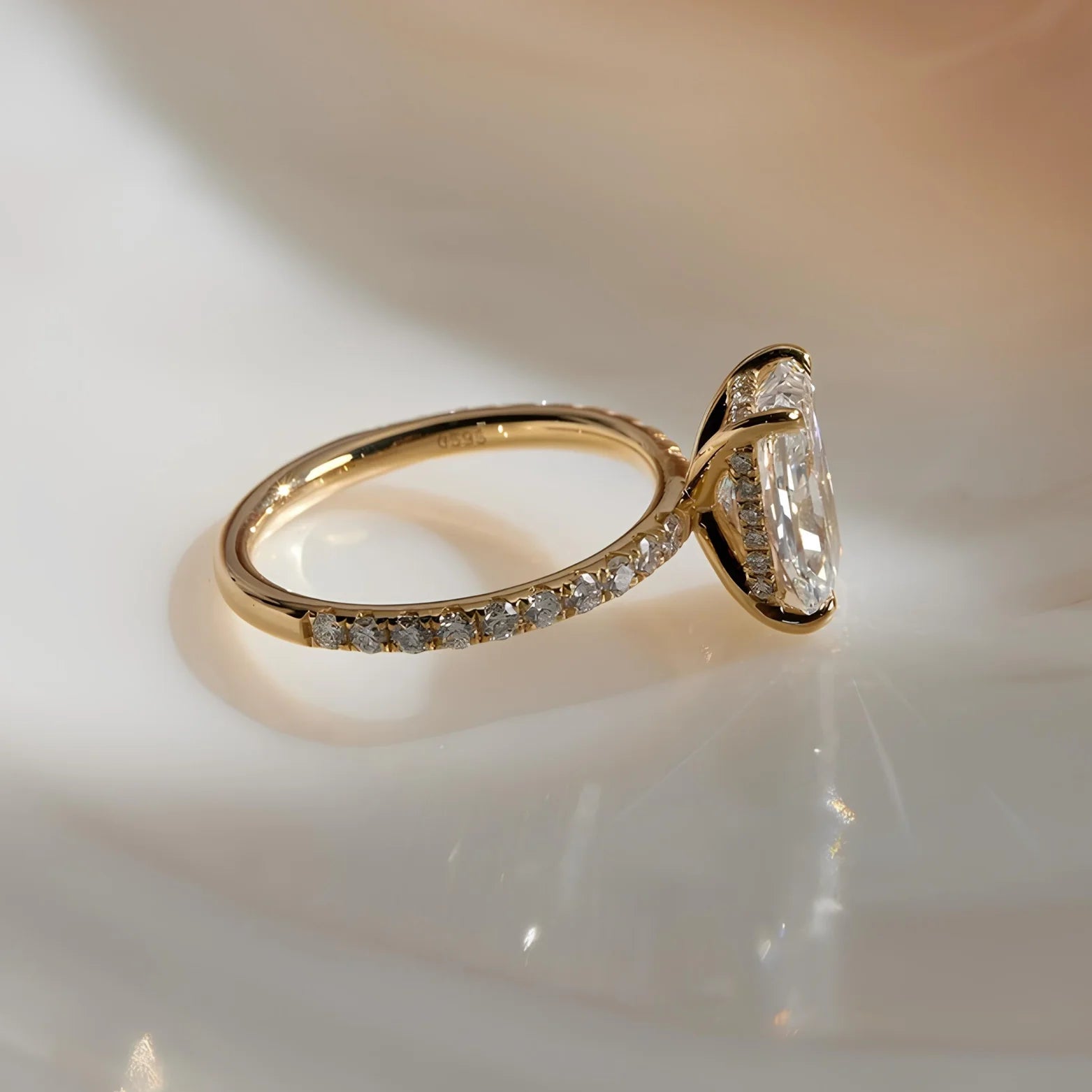 Common :: 2.00CT radiant lab grown diamond engagement ring with IGI-certified center stone.