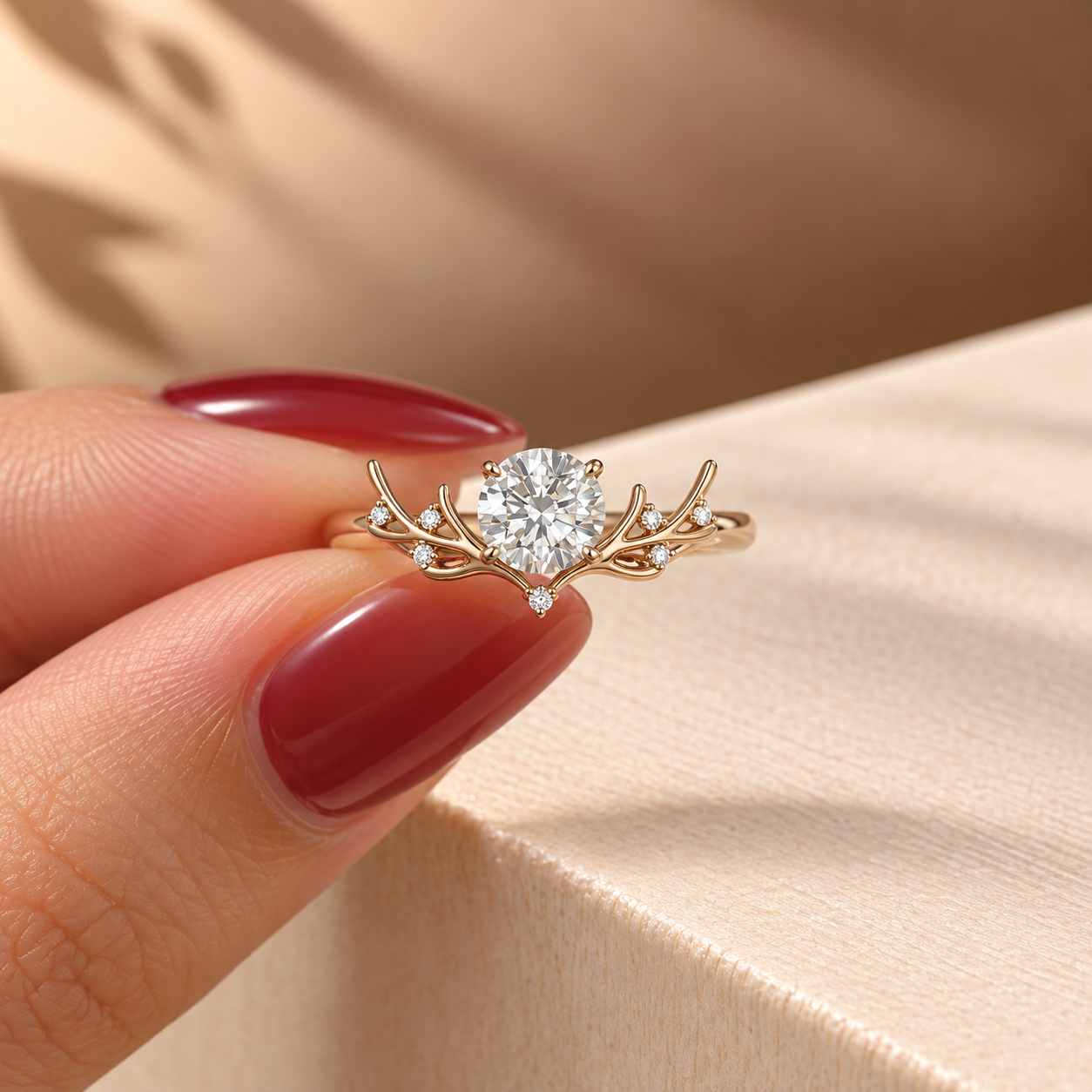 Common :: 2.00ct Round lab grown diamond nature inspired engagement ring