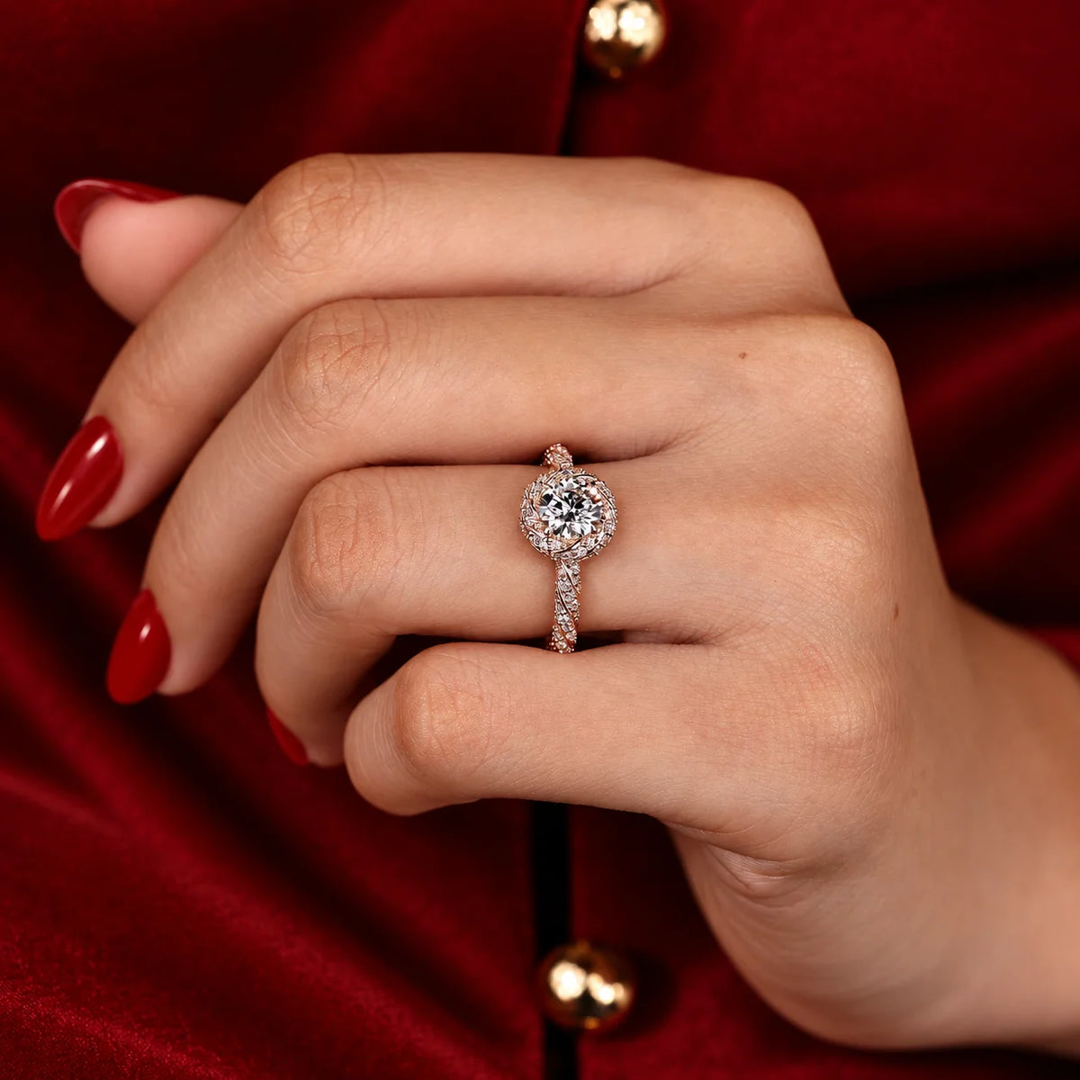 Common :: 2CT Round lab grown diamond vintage engagement ring