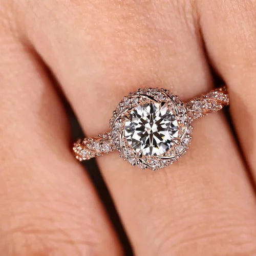 Common :: 2.50TCW Round vintage ring with 0.50TCW Round side diamonds