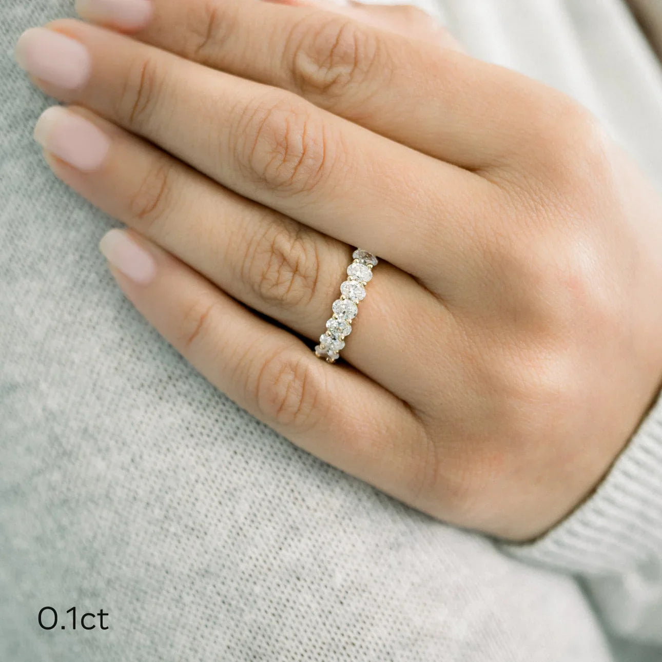 Oval French U Eternity Band, EF Color, VS Clarity - IGI Certified Diamond