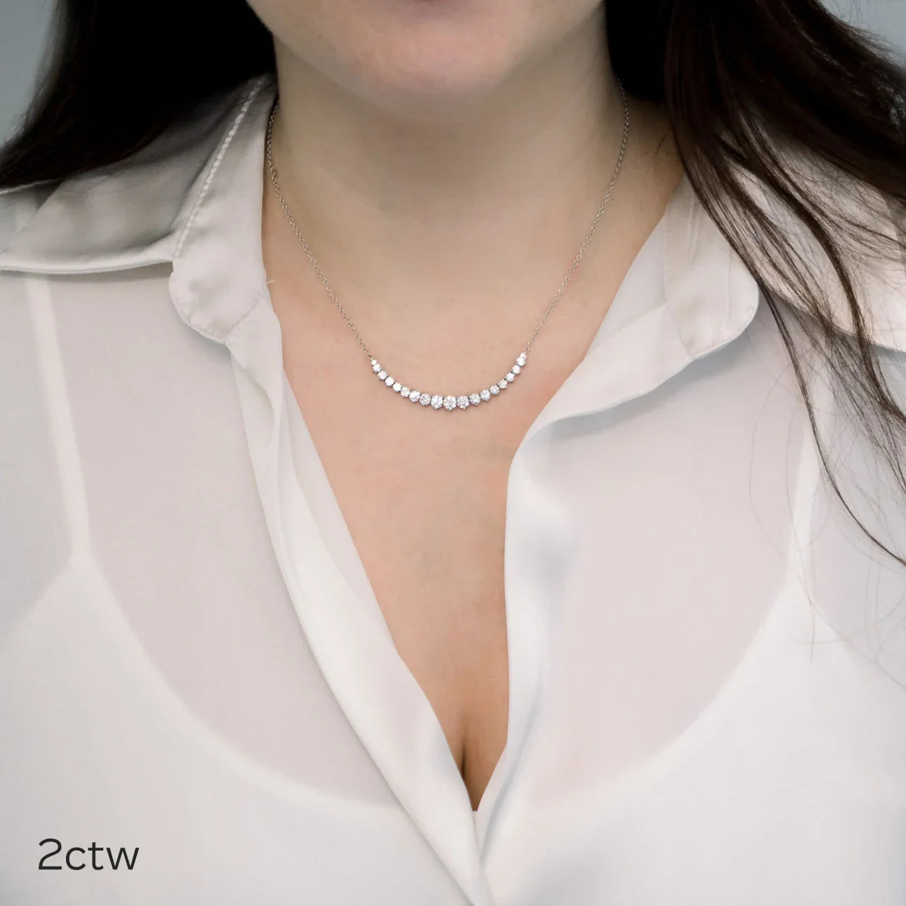 Round Lab Grown Diamond Mini Riviera Choker, EF Color, VS Clarity, IGI Certified