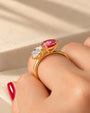Common :: IGI certified Oval and Pink Pear Two Stone Diamond Engagement Ring