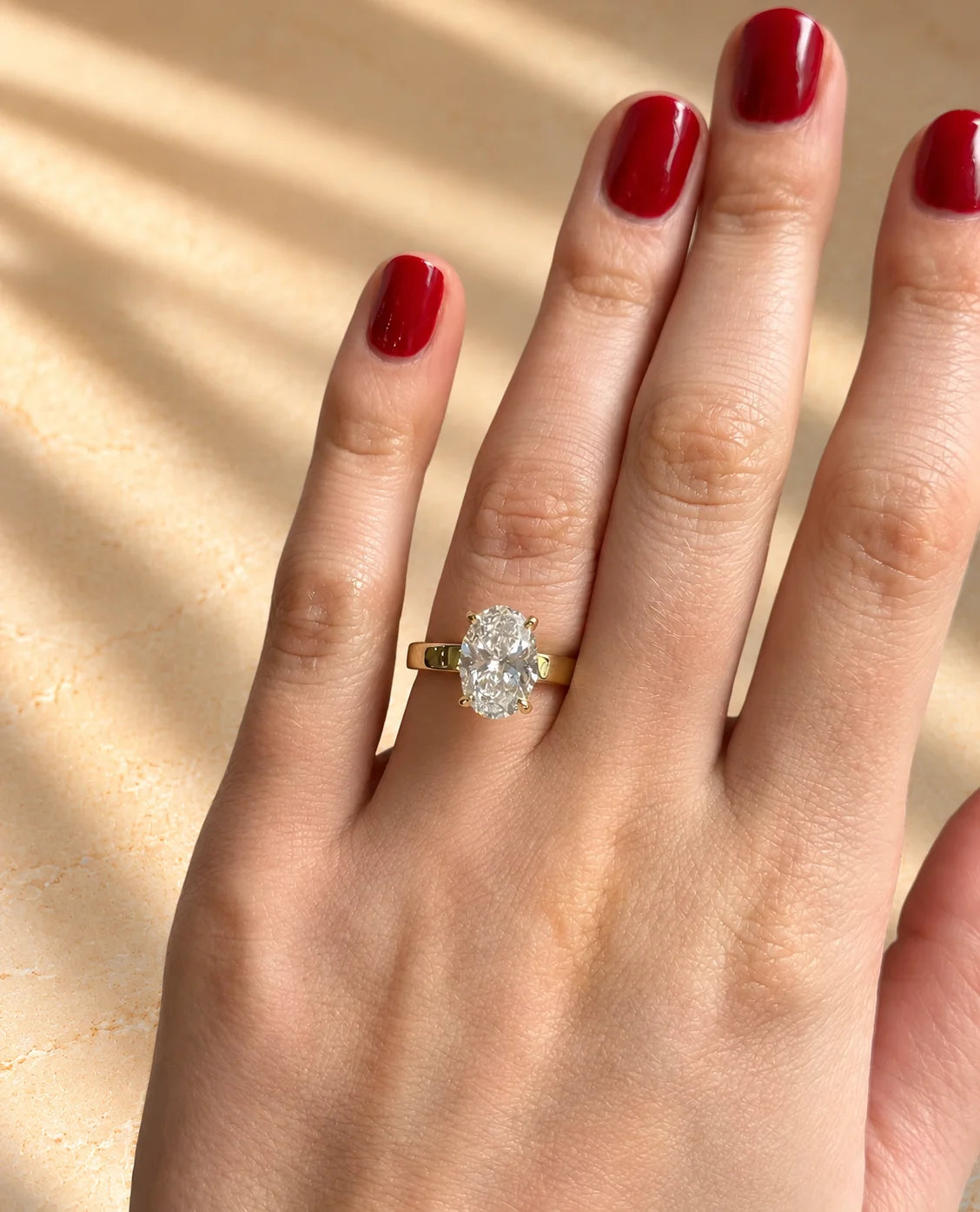 Common :: Oval lab grown diamond ring featuring D–E–F color and VVS–VS clarity.
