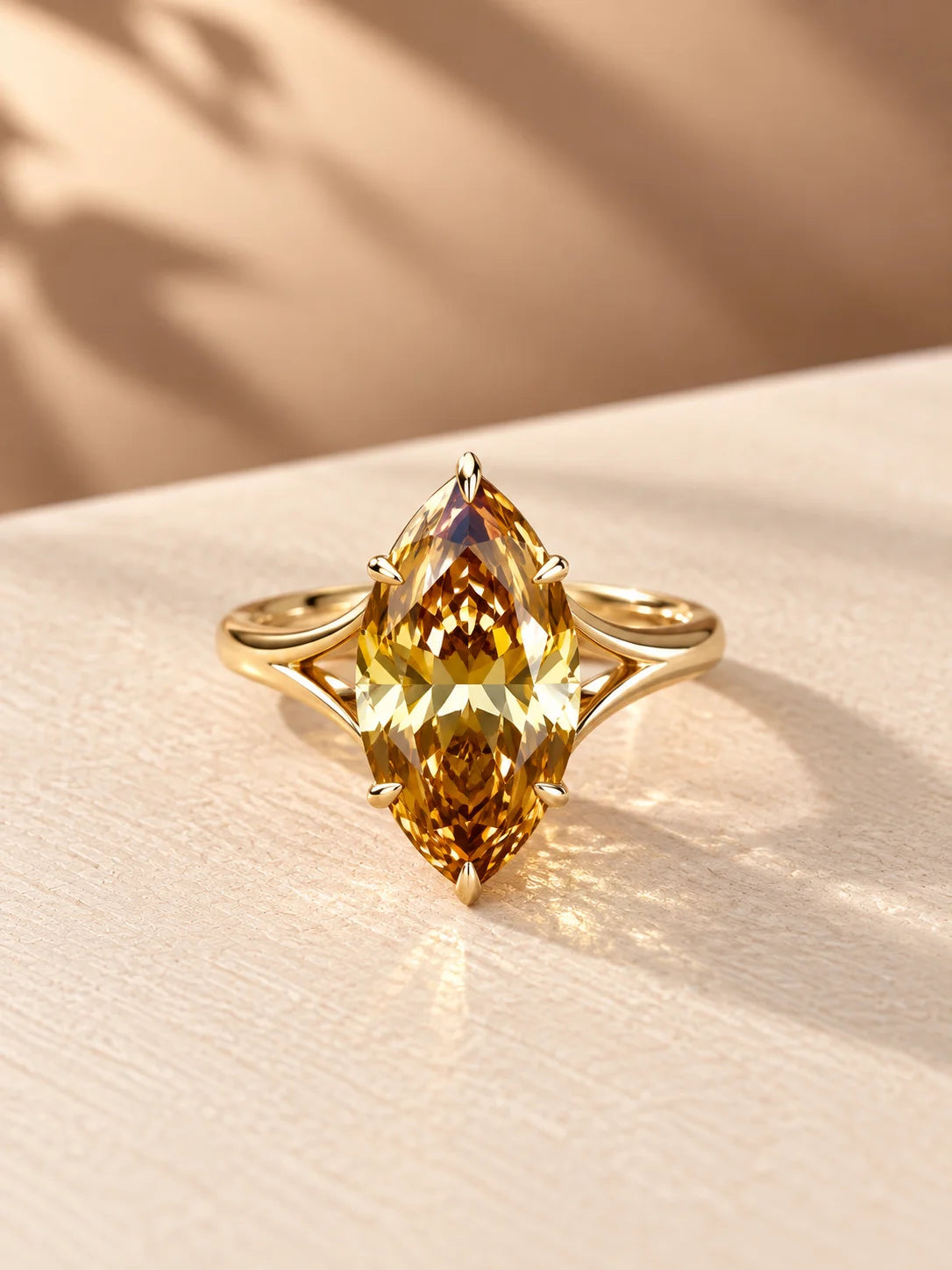 Common :: Unii Jewels 3.01ct Yellow Marquise lab grown diamond solitaire engagement ring