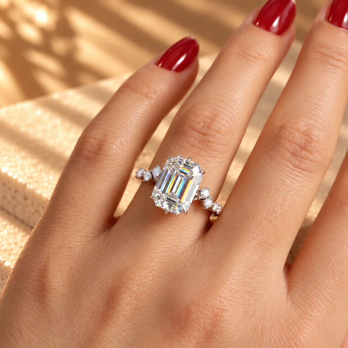 Common :: 3.40TCW Pave Engagement Ring with Emerald center diamond
