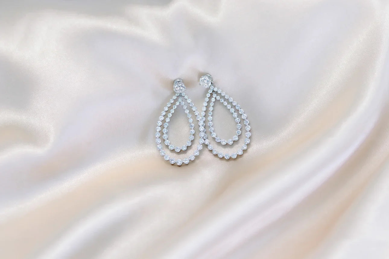 Round Lab Grown Diamond Double Open Pear Earring Jackets, EF Color, VS Clarity, IGI Certified