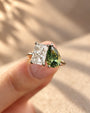 Common :: Unii Jewels 3.50TCW Radiant and Green Pear Toi Et Moi engagement ring