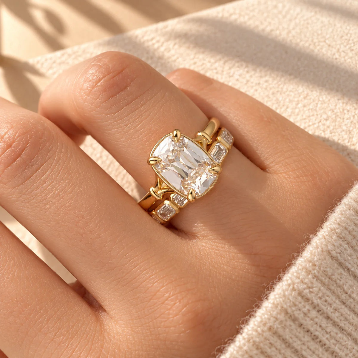 Common :: 3 carat Old Mine Cushion lab grown diamond engagement ring