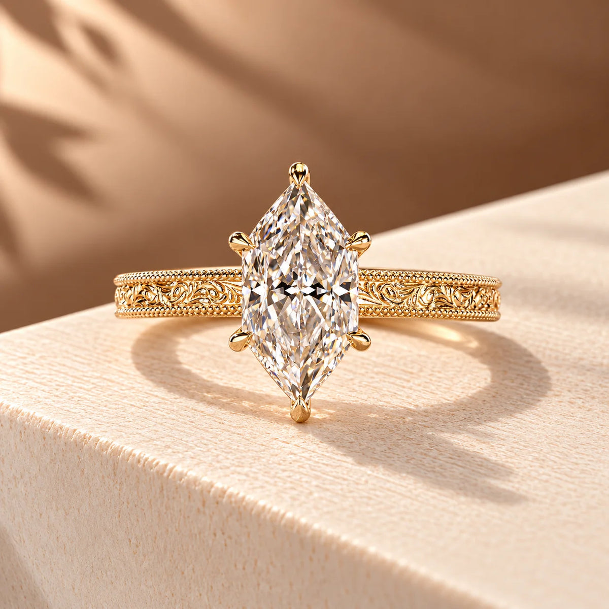 Common :: Unii Jewels 3ct Marquise lab grown diamond vintage solitaire engagement ring