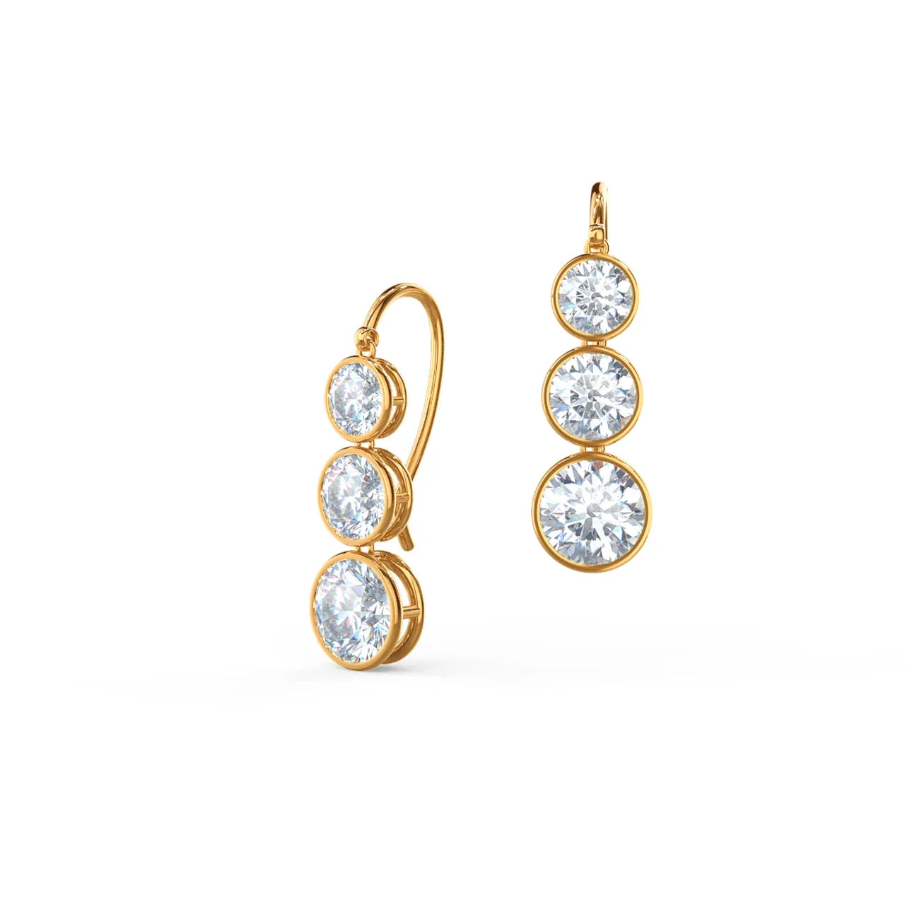 Round Lab Grown Diamond Cosmopolitan Three Drop Earring, EF Color, VS Clarity, IGI Certified