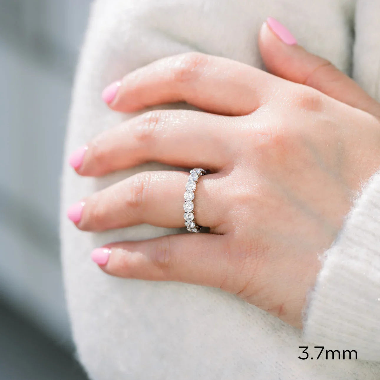 Round Lab Grown Diamond Prong Set Eternity Band, EF Color, VS Clarity - IGI Certified