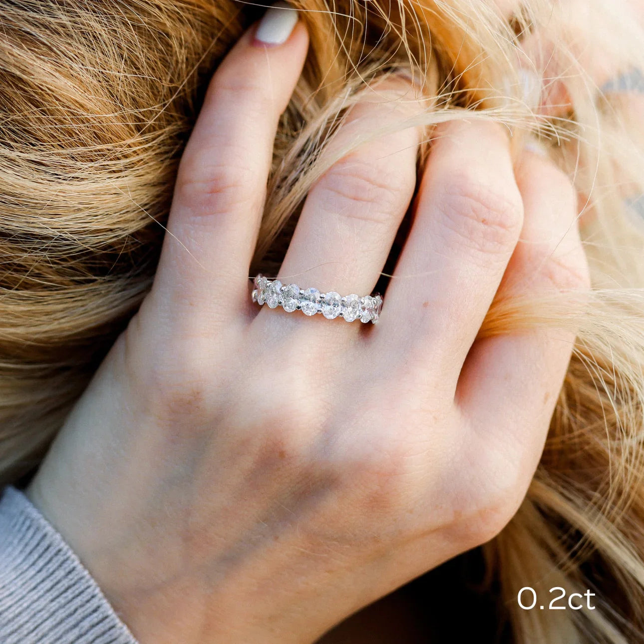 Oval French U Eternity Band, EF Color, VS Clarity - IGI Certified Diamond