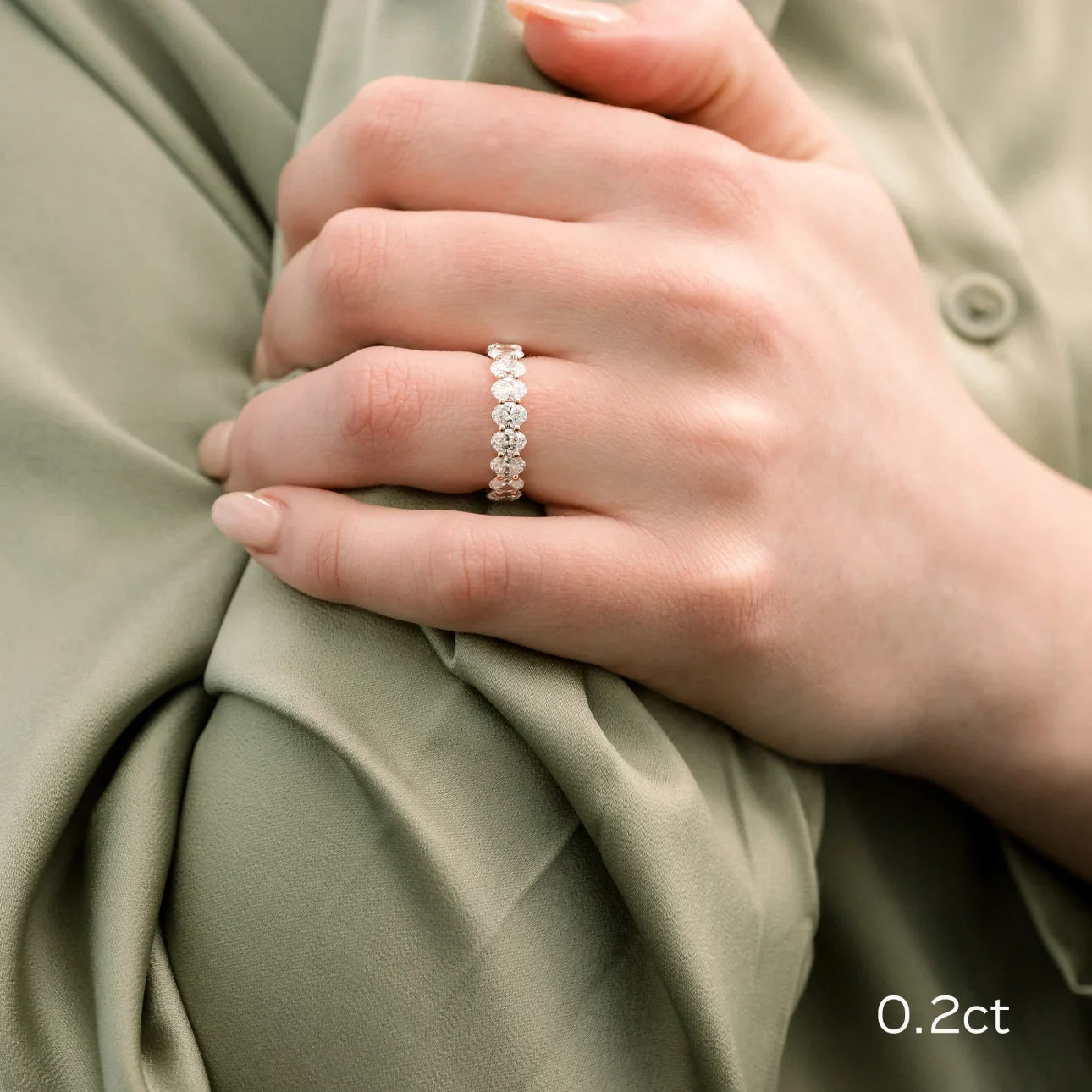 Oval French U Eternity Band, EF Color, VS Clarity - IGI Certified Diamond