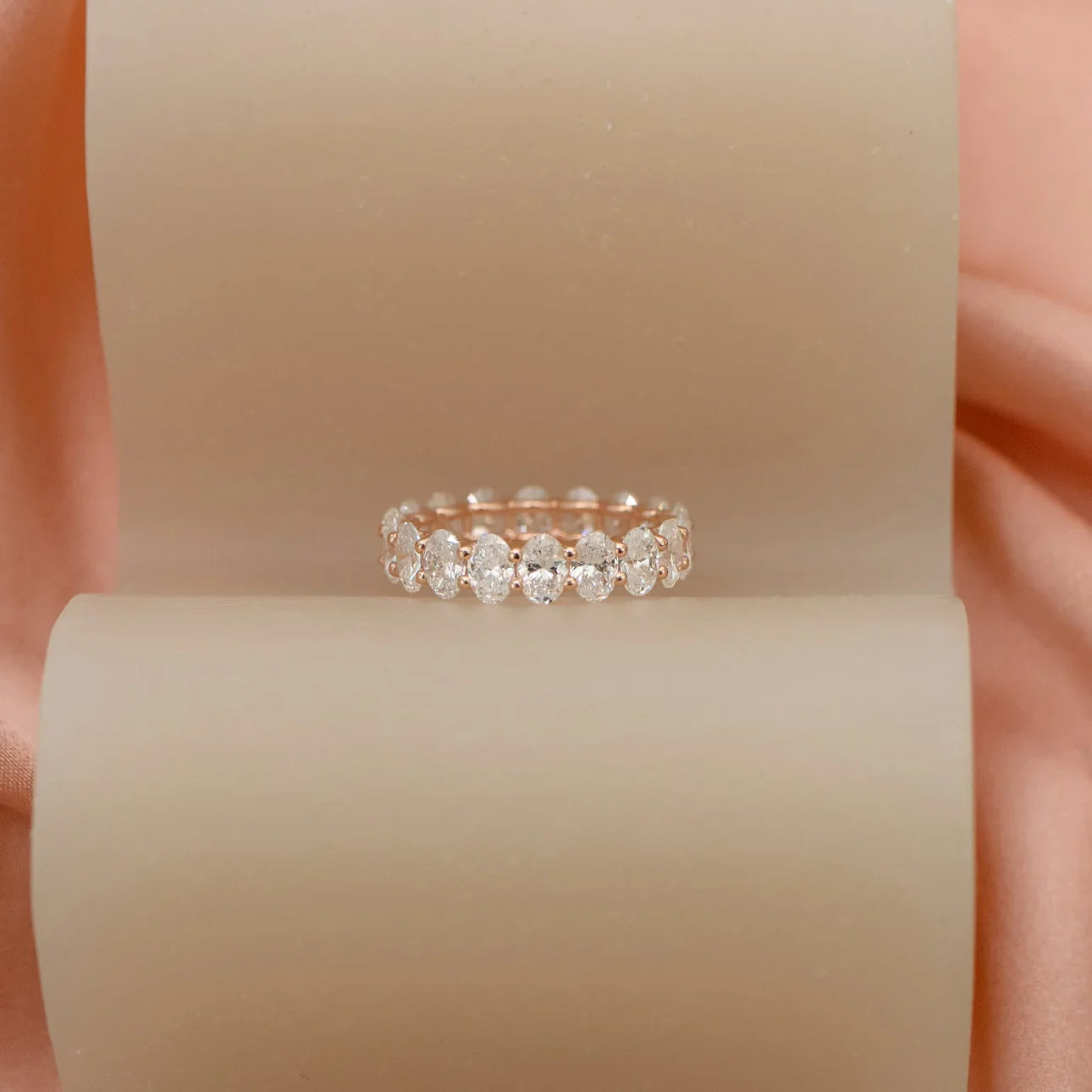 Oval French U Eternity Band, EF Color, VS Clarity - IGI Certified Diamond