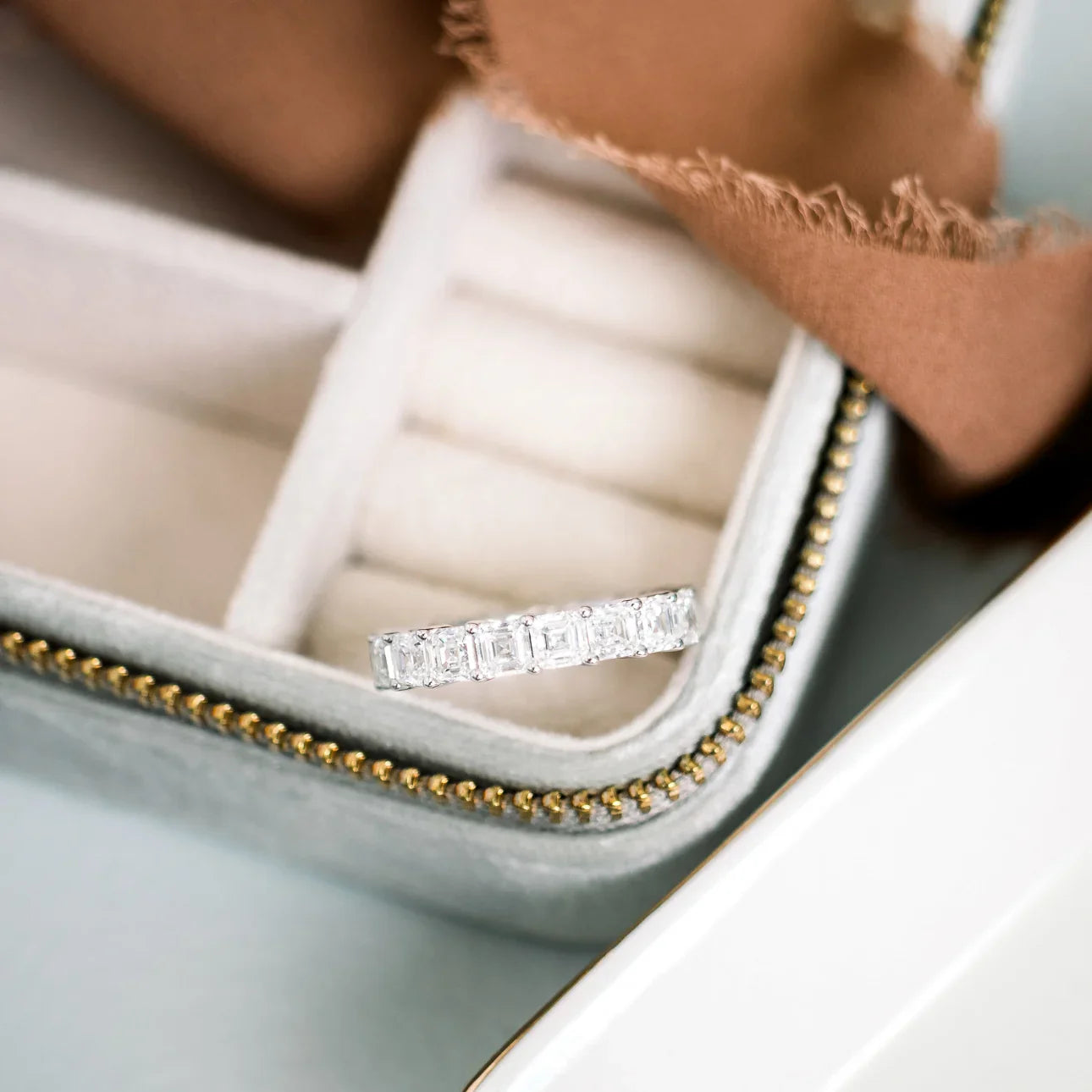 Asscher Lab Grown Diamond Eternity Band, EF Color, VS Clarity, IGI Certified