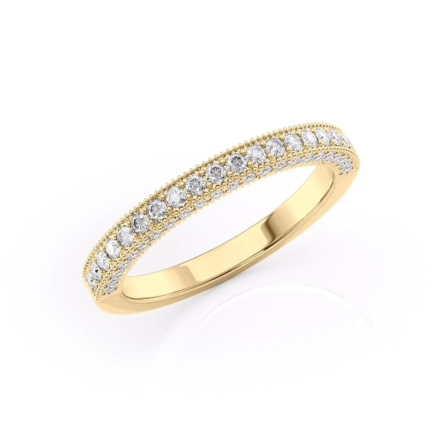 0.55tcw Round Lab-Grown Diamond Milgrain Wedding Band | 2.4mm Vintage-Inspired | IGI Certified