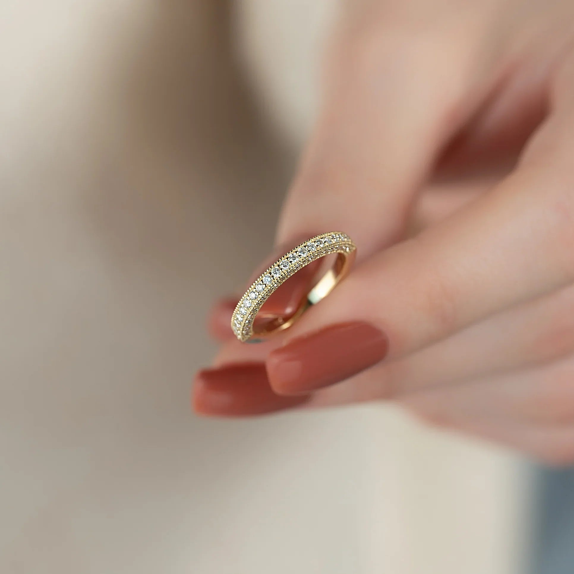 0.55tcw Round Lab-Grown Diamond Milgrain Wedding Band | 2.4mm Vintage-Inspired | IGI Certified