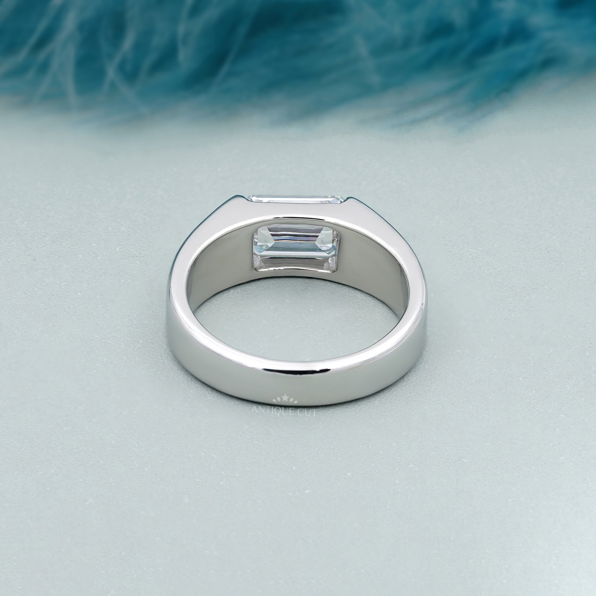 2.00ct Emerald Cut Diamond Ring | East West Solitaire | 14K White Gold | Modern Engagement Ring | Minimalist Statement Ring