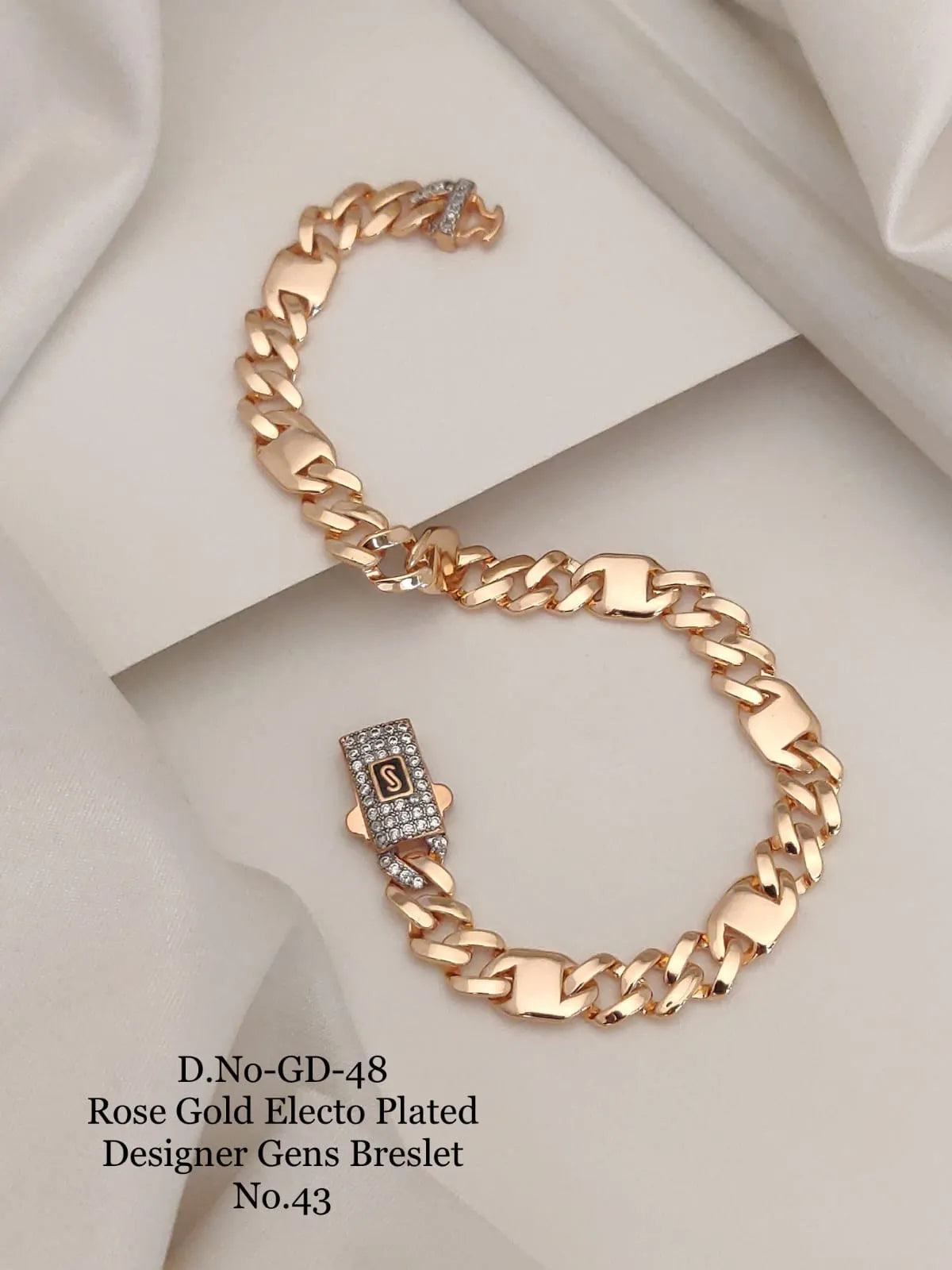 Rose Gold Electo Plated Designer Cuban Bracelet