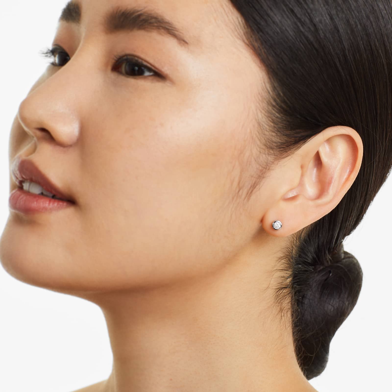 Round Lab Grown Diamond Bezel Set Stud Earrings, EF Color, VS Clarity, IGI Certified