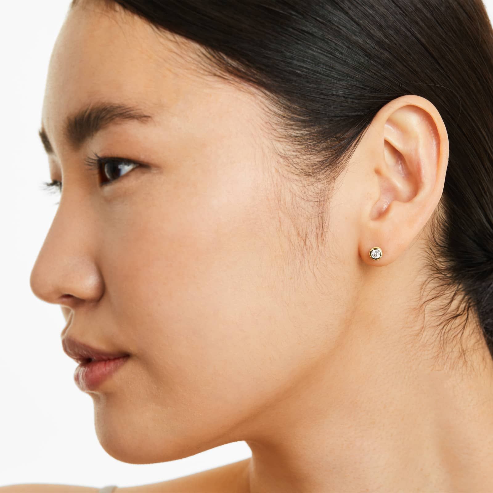 Round Lab Grown Diamond Bezel Set Stud Earrings, EF Color, VS Clarity, IGI Certified