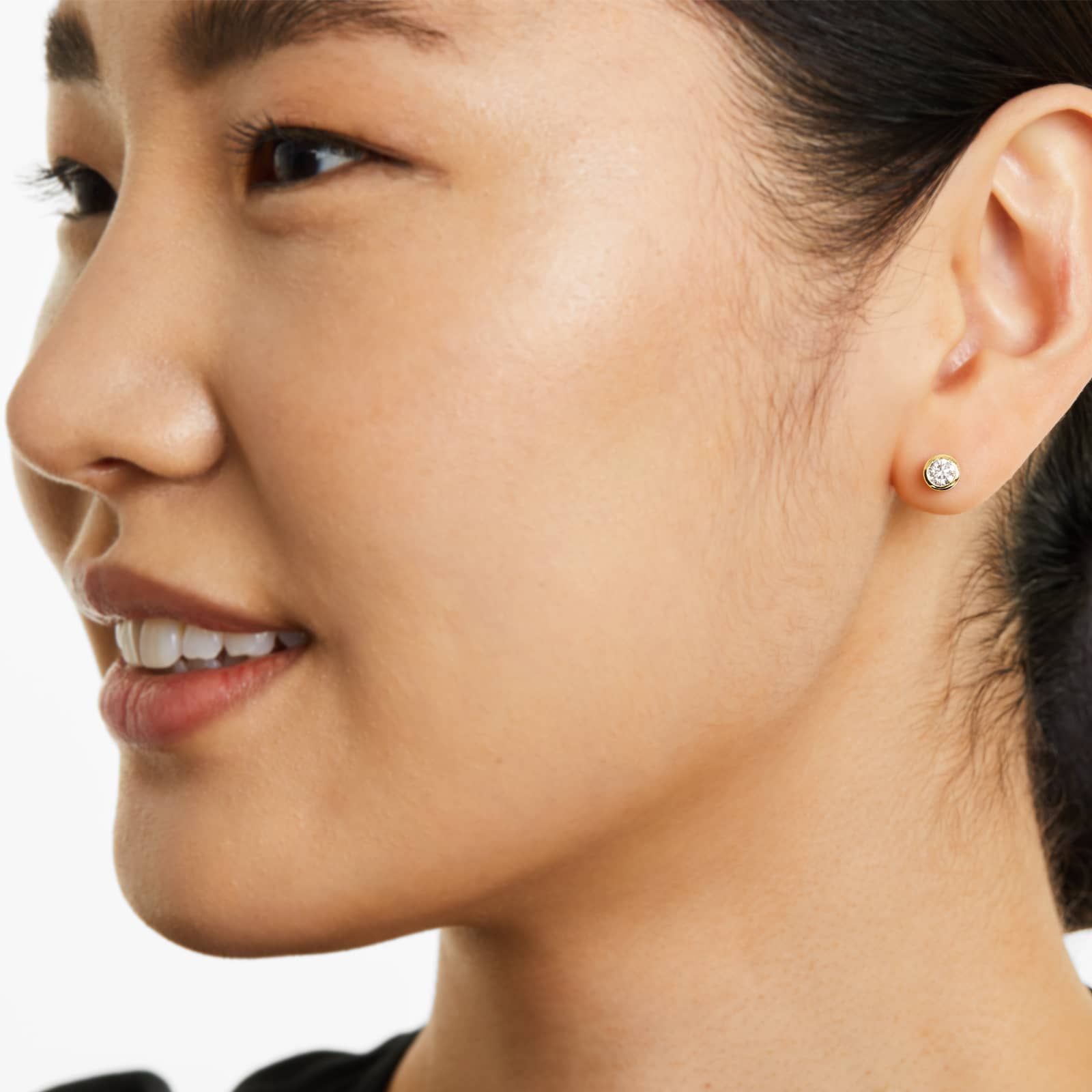 Round Lab Grown Diamond Bezel Set Stud Earrings, EF Color, VS Clarity, IGI Certified