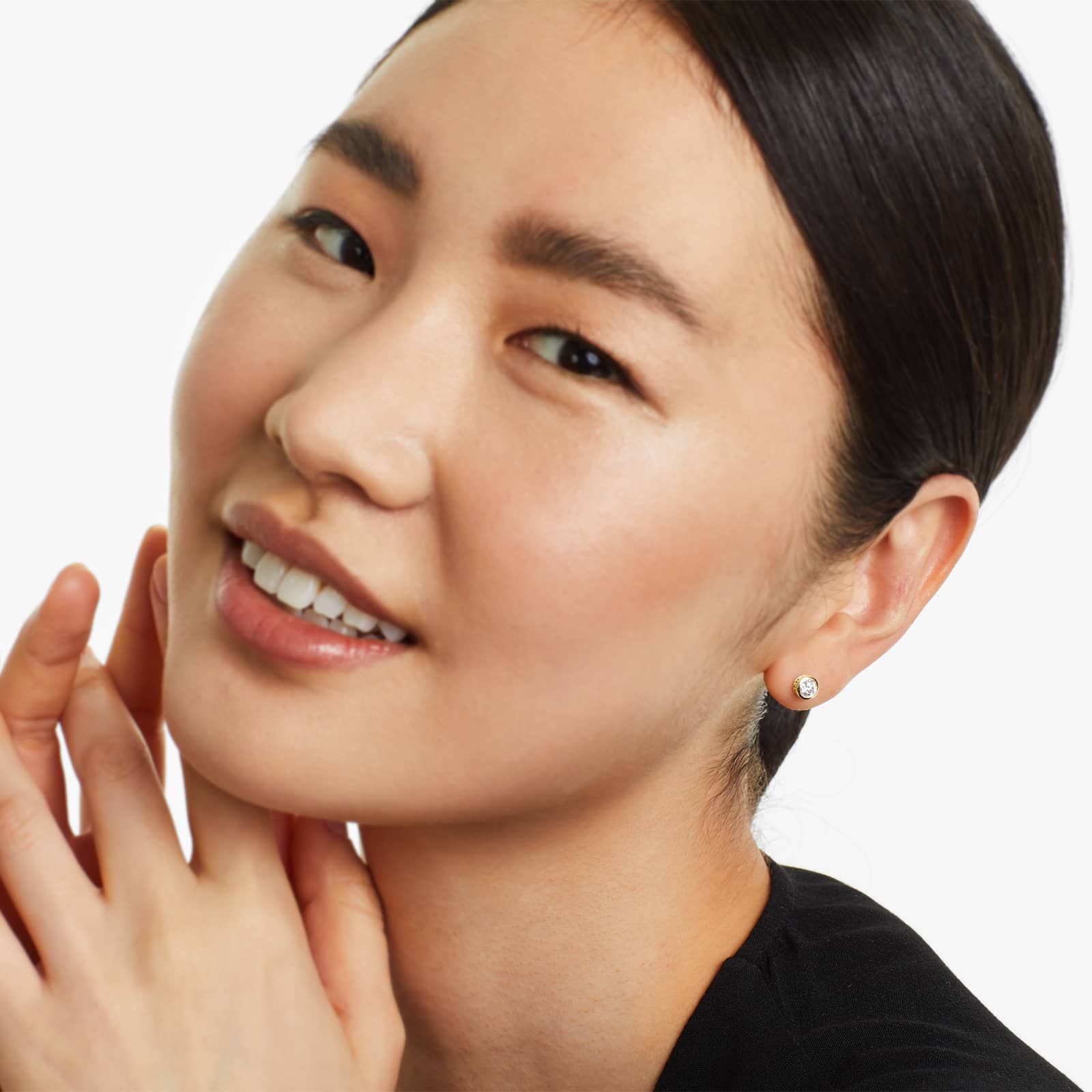 Round Lab Grown Diamond Bezel Set Stud Earrings, EF Color, VS Clarity, IGI Certified