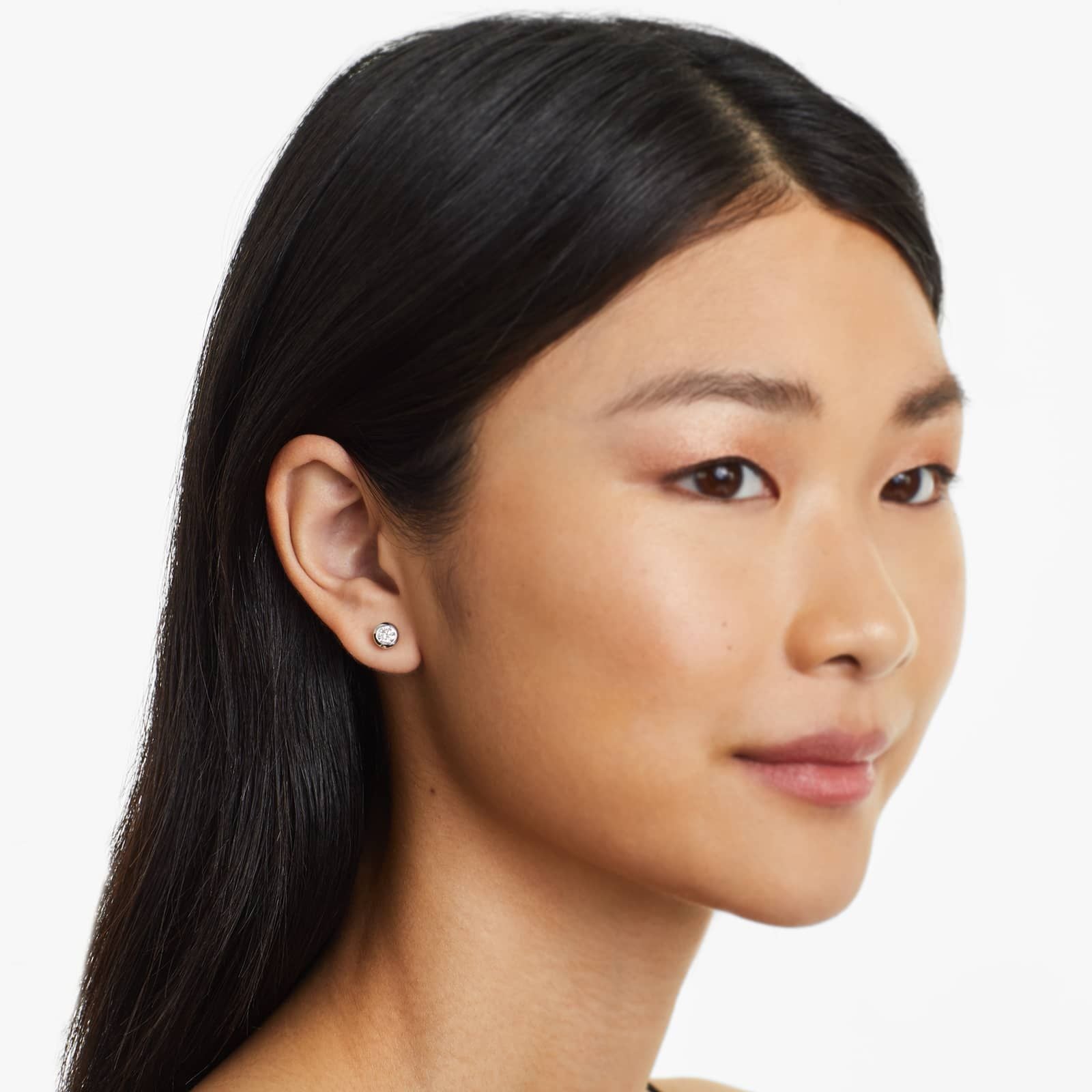 Round Lab Grown Diamond Bezel Set Stud Earrings, EF Color, VS Clarity, IGI Certified