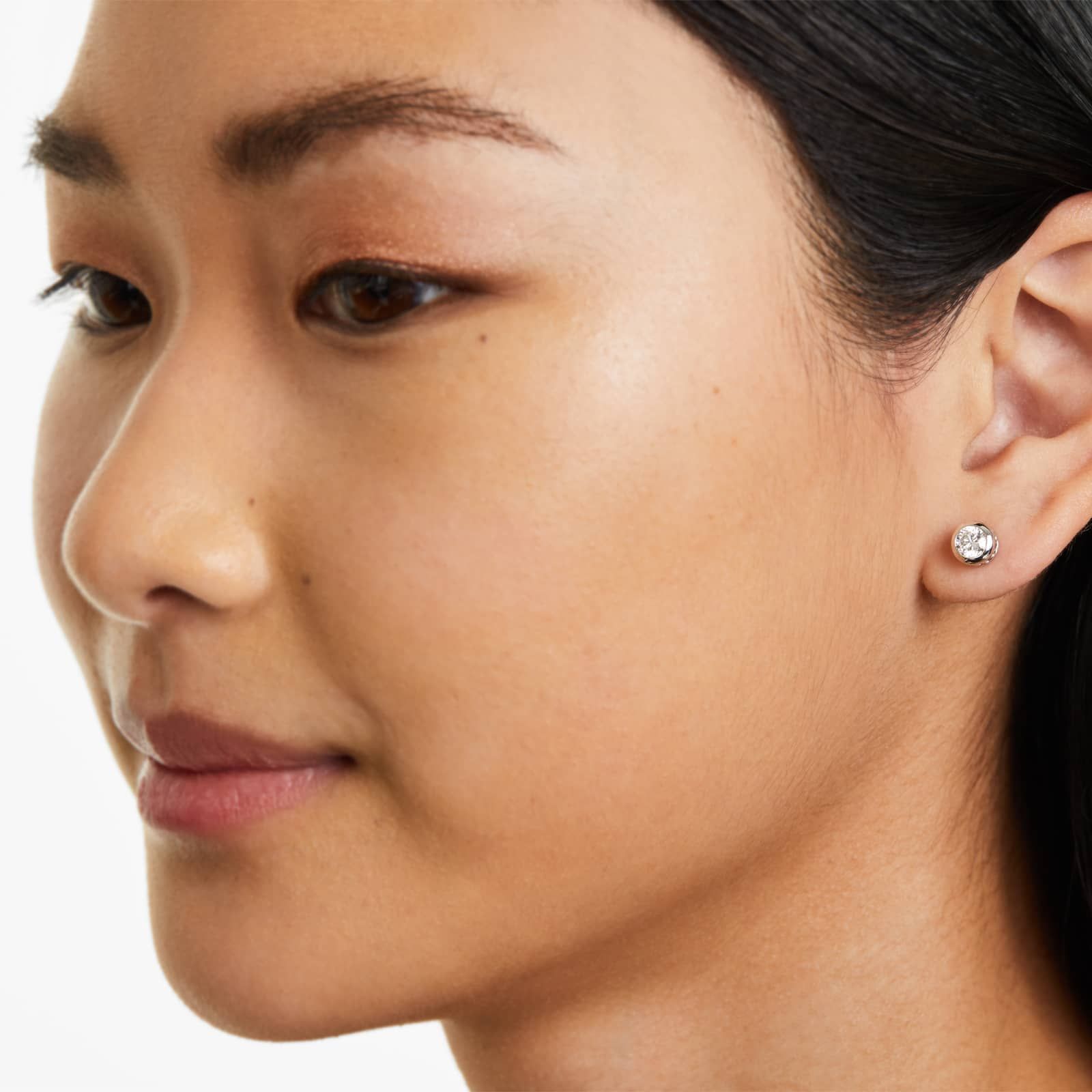 Round Lab Grown Diamond Bezel Set Stud Earrings, EF Color, VS Clarity, IGI Certified