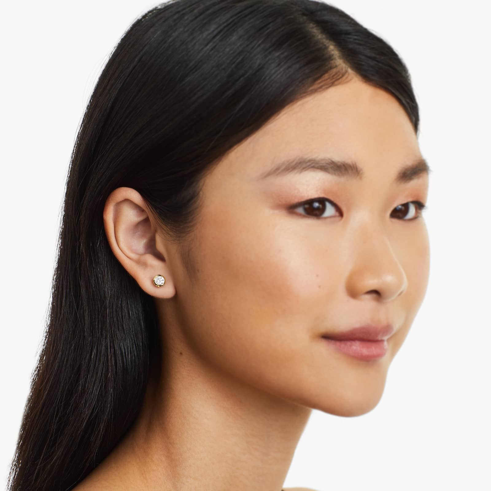 Round Lab Grown Diamond Bezel Set Stud Earrings, EF Color, VS Clarity, IGI Certified