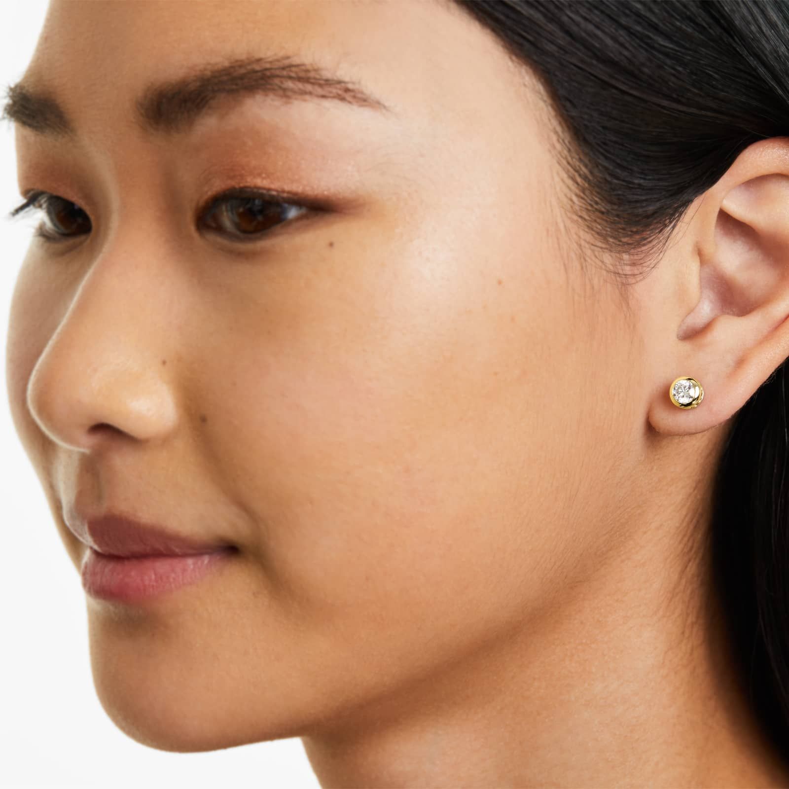 Round Lab Grown Diamond Bezel Set Stud Earrings, EF Color, VS Clarity, IGI Certified