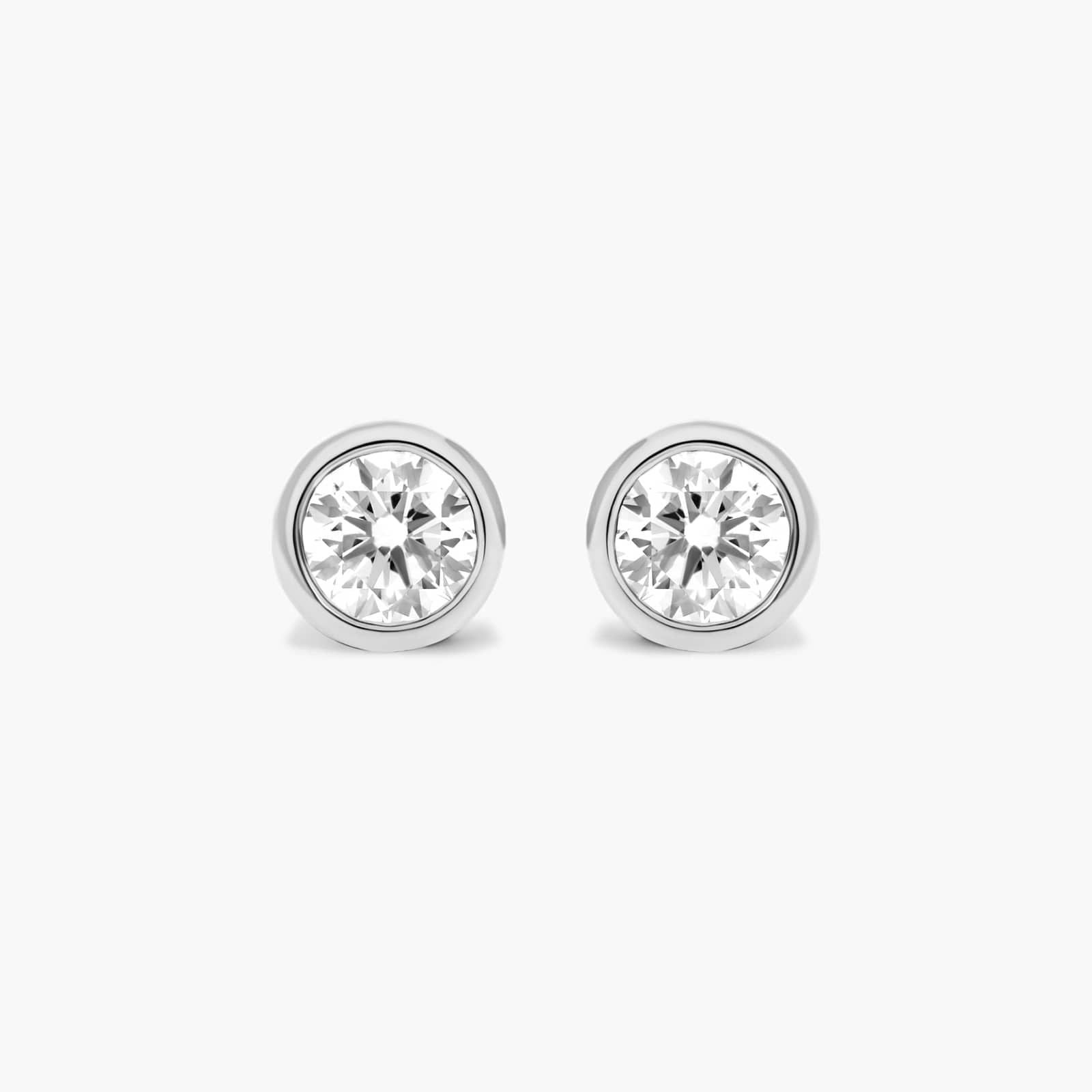 Round Lab Grown Diamond Bezel Set Stud Earrings, EF Color, VS Clarity, IGI Certified