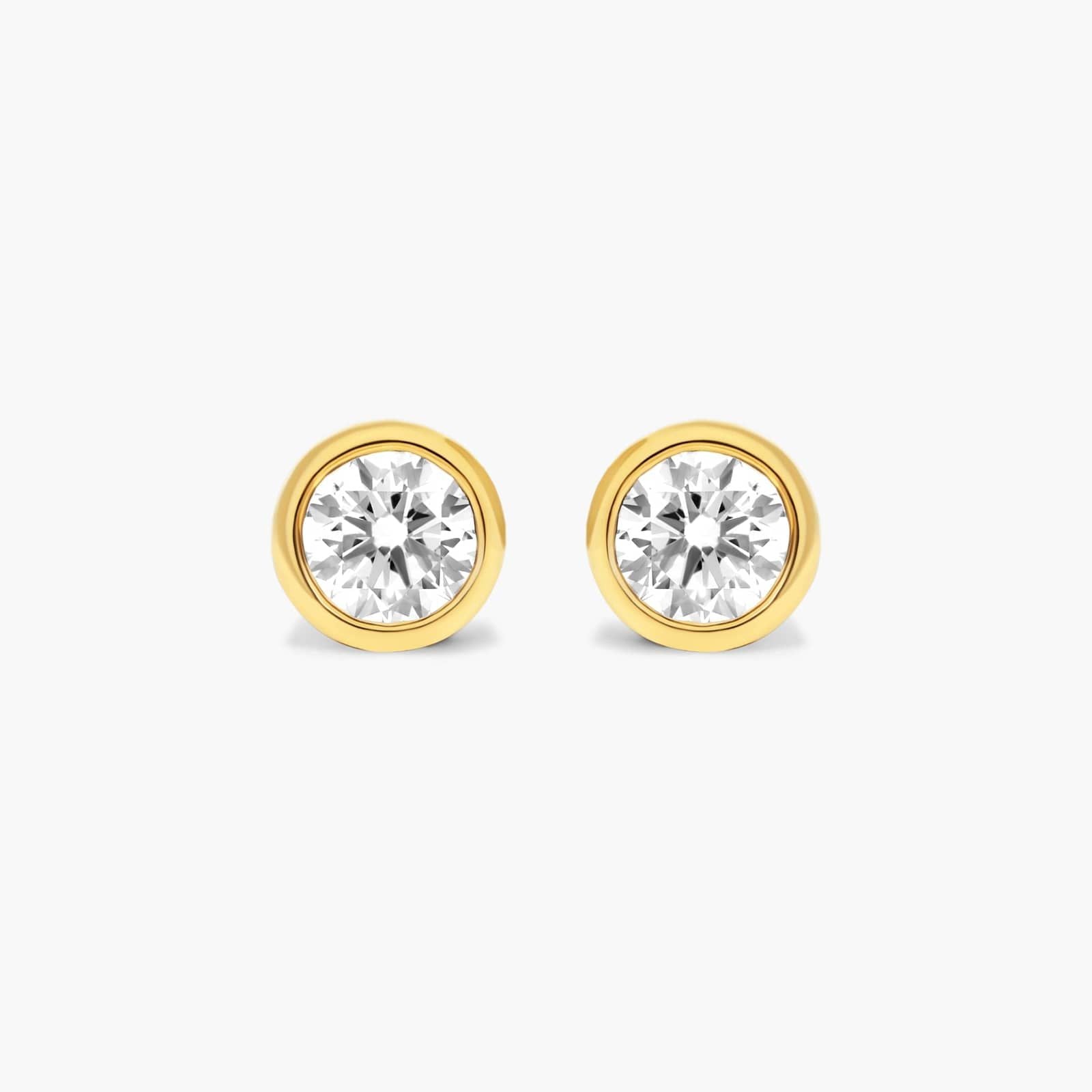Round Lab Grown Diamond Bezel Set Stud Earrings, EF Color, VS Clarity, IGI Certified