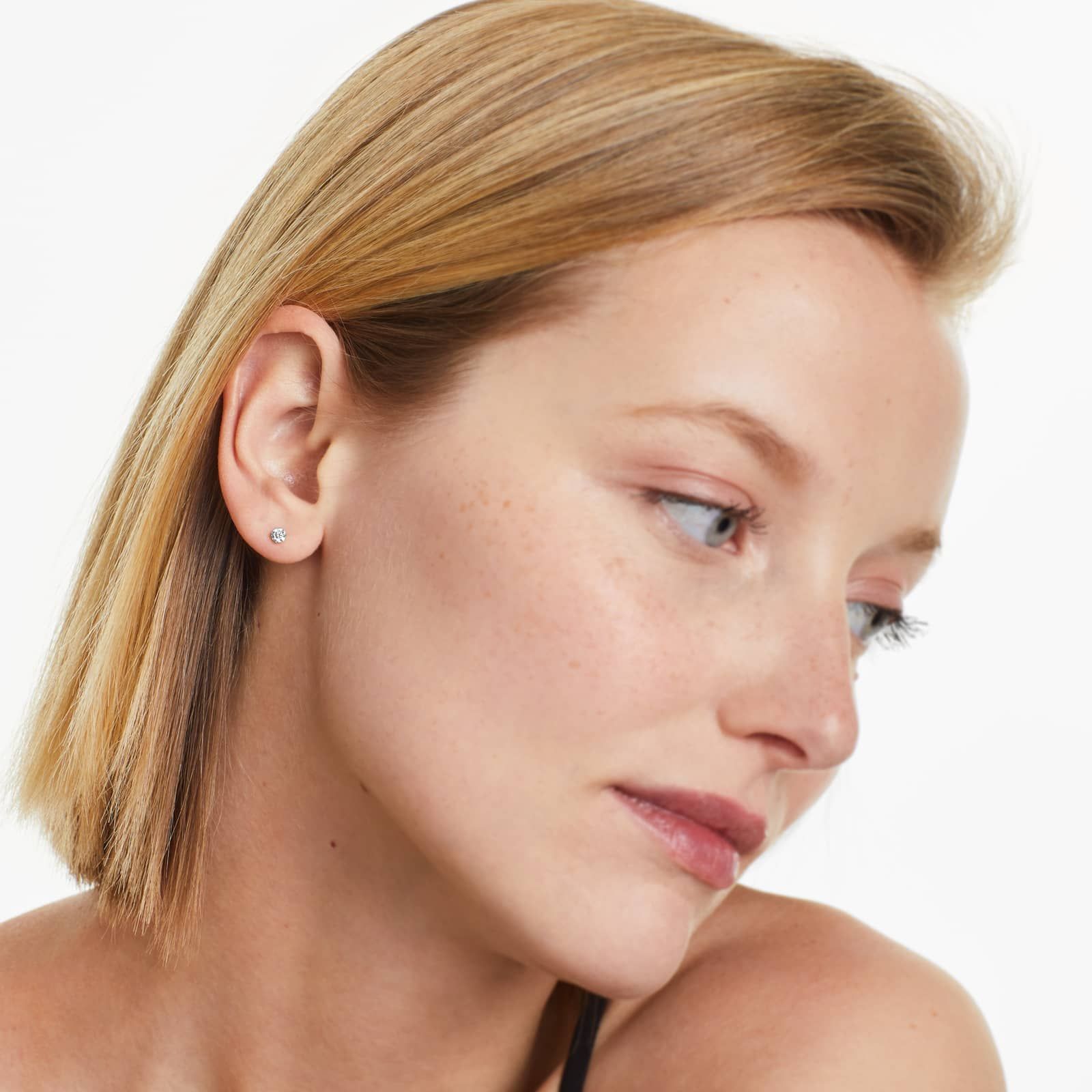 Pair Of Double Prong Lab Diamond Stud Earrings