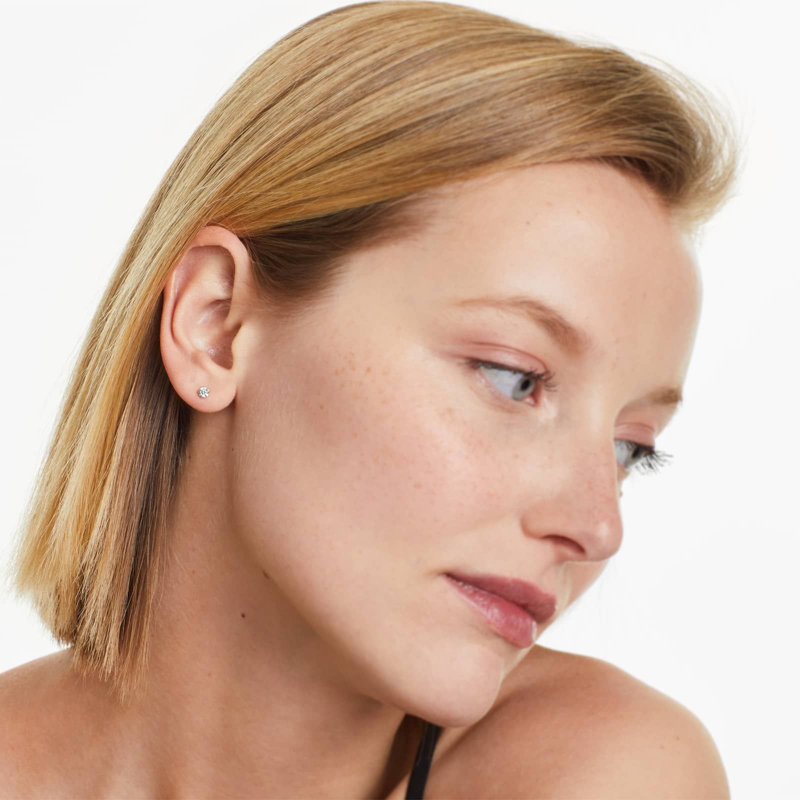 Pair Of Double Prong Lab Diamond Stud Earrings