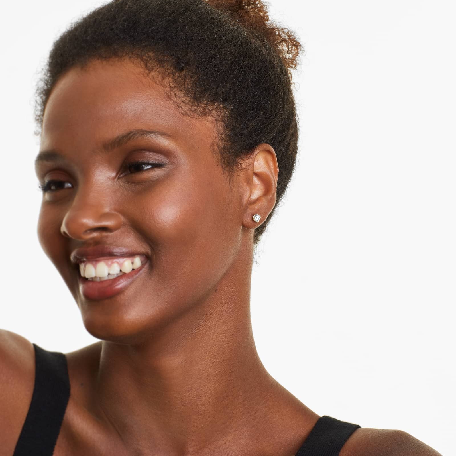 Round Lab Grown Diamond Double Prong Stud Solitaire Earring, EF Color, VS Clarity, IGI Certified