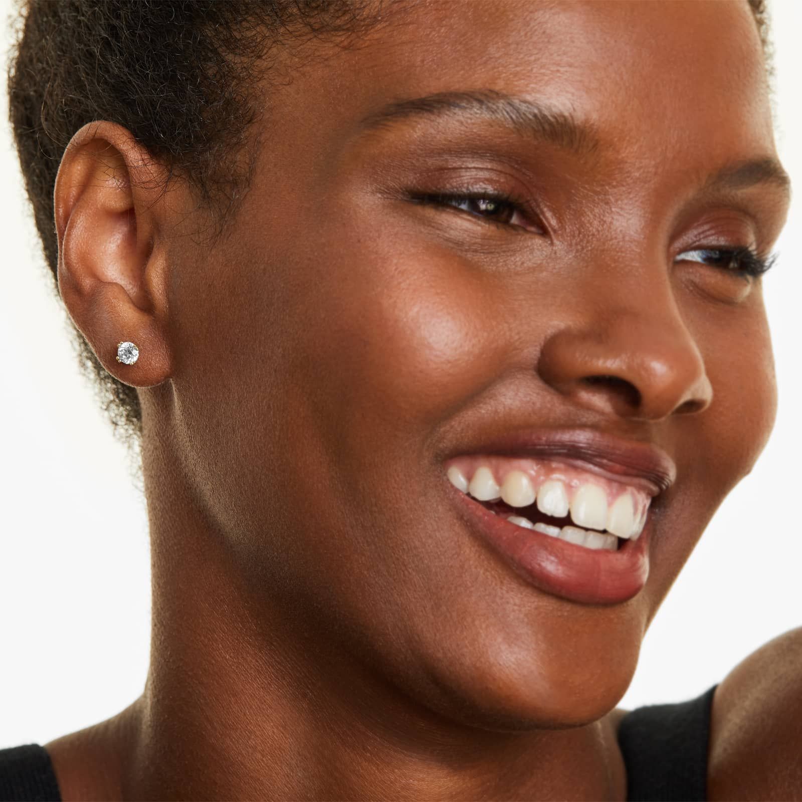 Round Lab Grown Diamond Double Prong Stud Solitaire Earring, EF Color, VS Clarity, IGI Certified