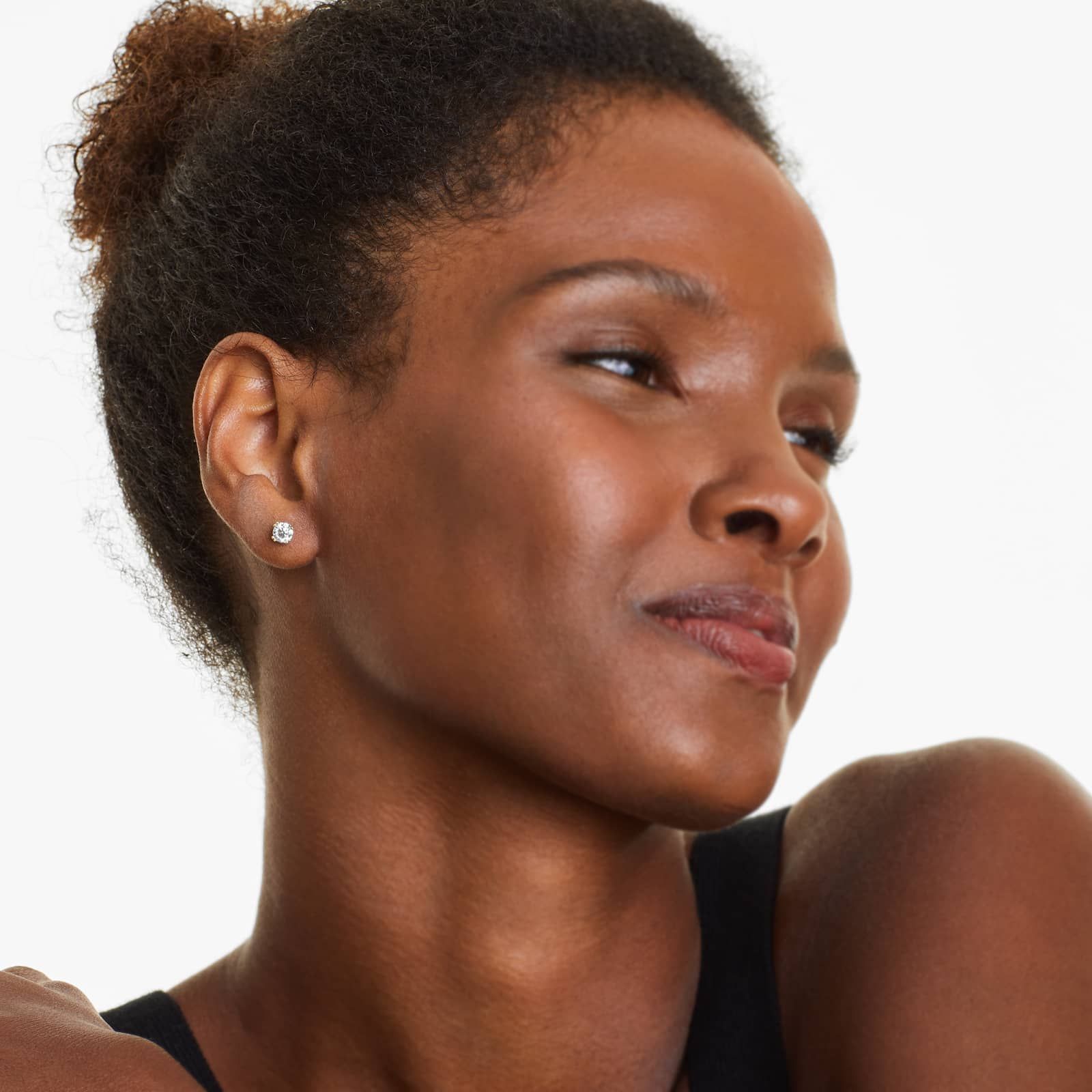 Round Lab Grown Diamond Double Prong Stud Solitaire Earring, EF Color, VS Clarity, IGI Certified