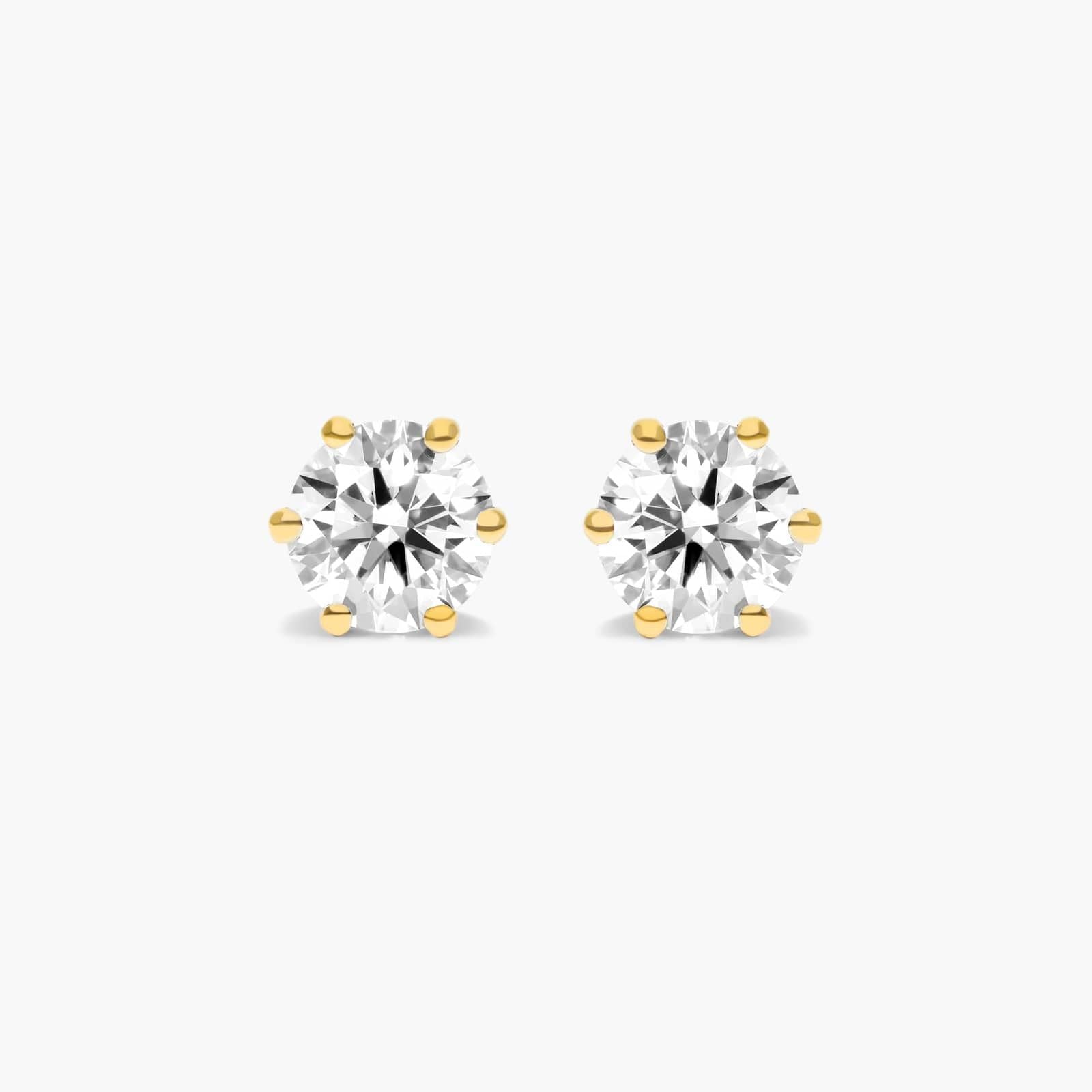 Round Lab Created Diamond Six Prong Wire Basket Stud Earring, EF Color, VS Clarity, IGI Certified