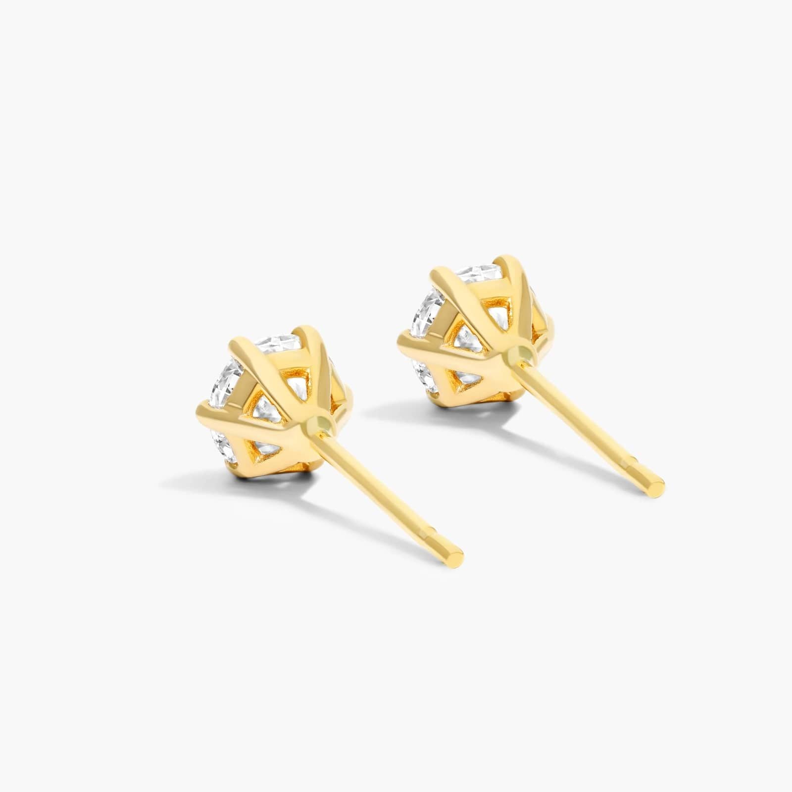 Round Lab Created Diamond Six Prong Wire Basket Stud Earring, EF Color, VS Clarity, IGI Certified
